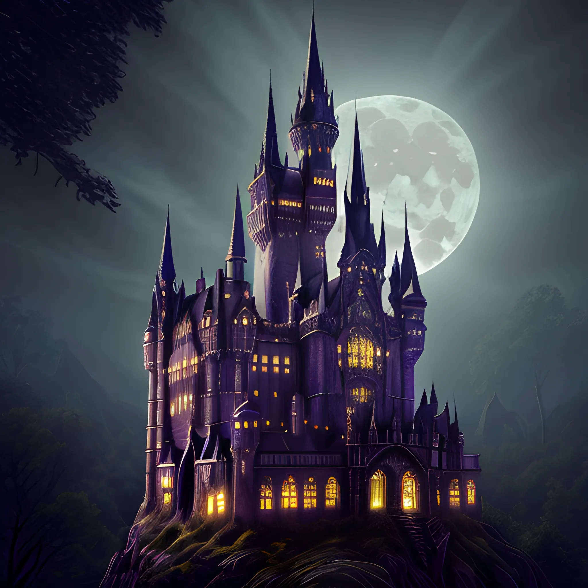 wizard realistic gothic castle moon bats nighttime 
masterpiece "dappled lighting" photography "intricate detail"