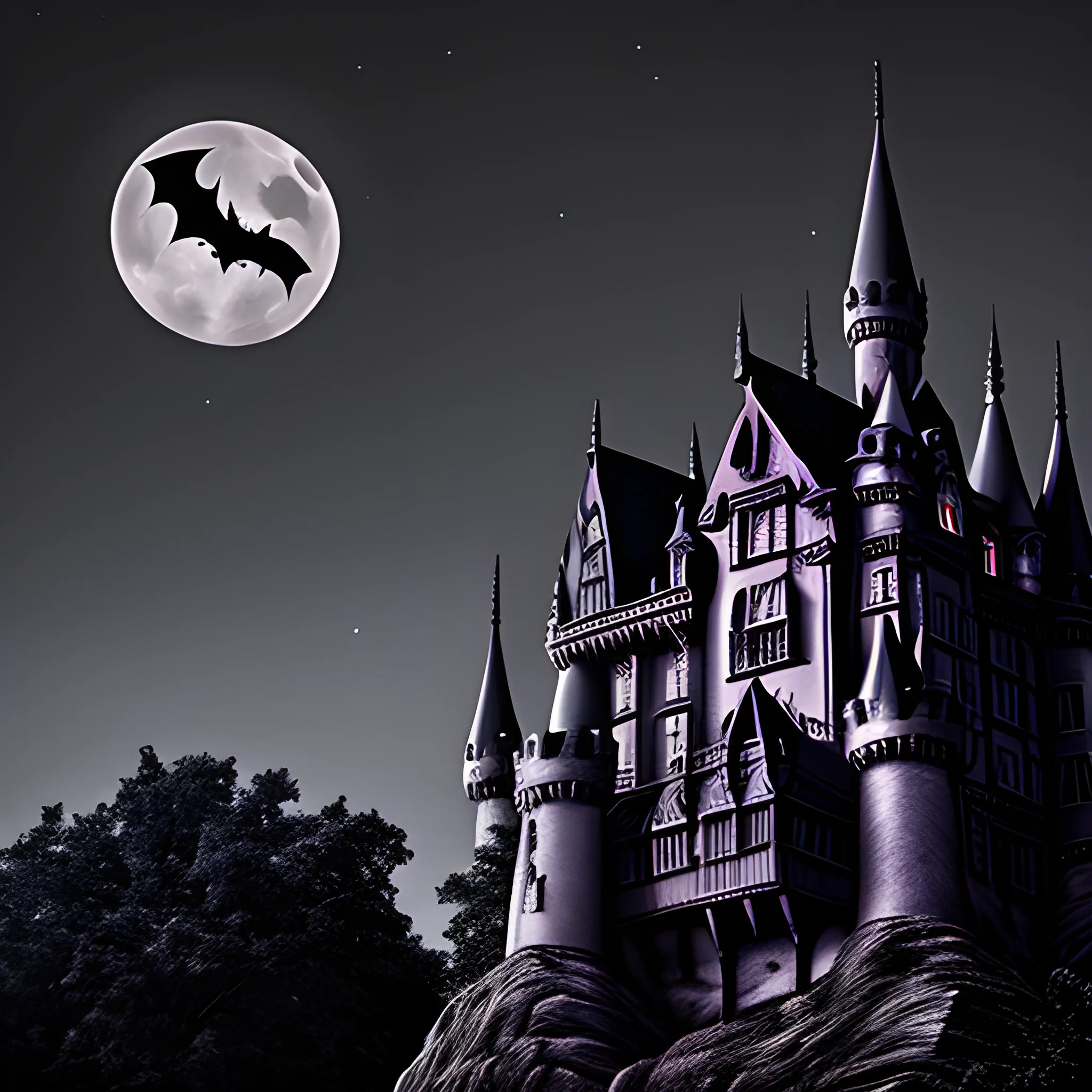 gothic castle with a bats night moon photography gargoyle