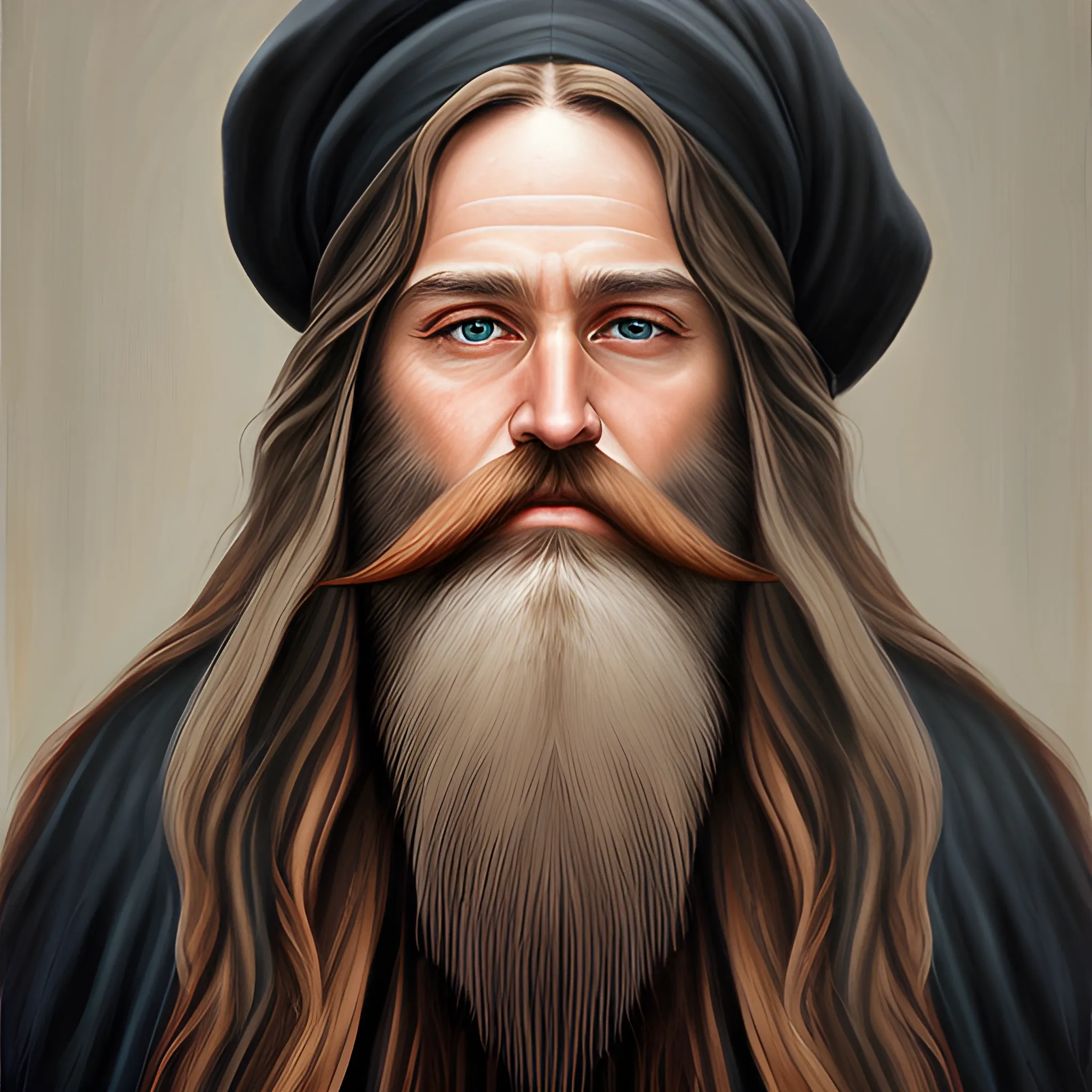 wizard beard   realistic long hair, Oil Painting
