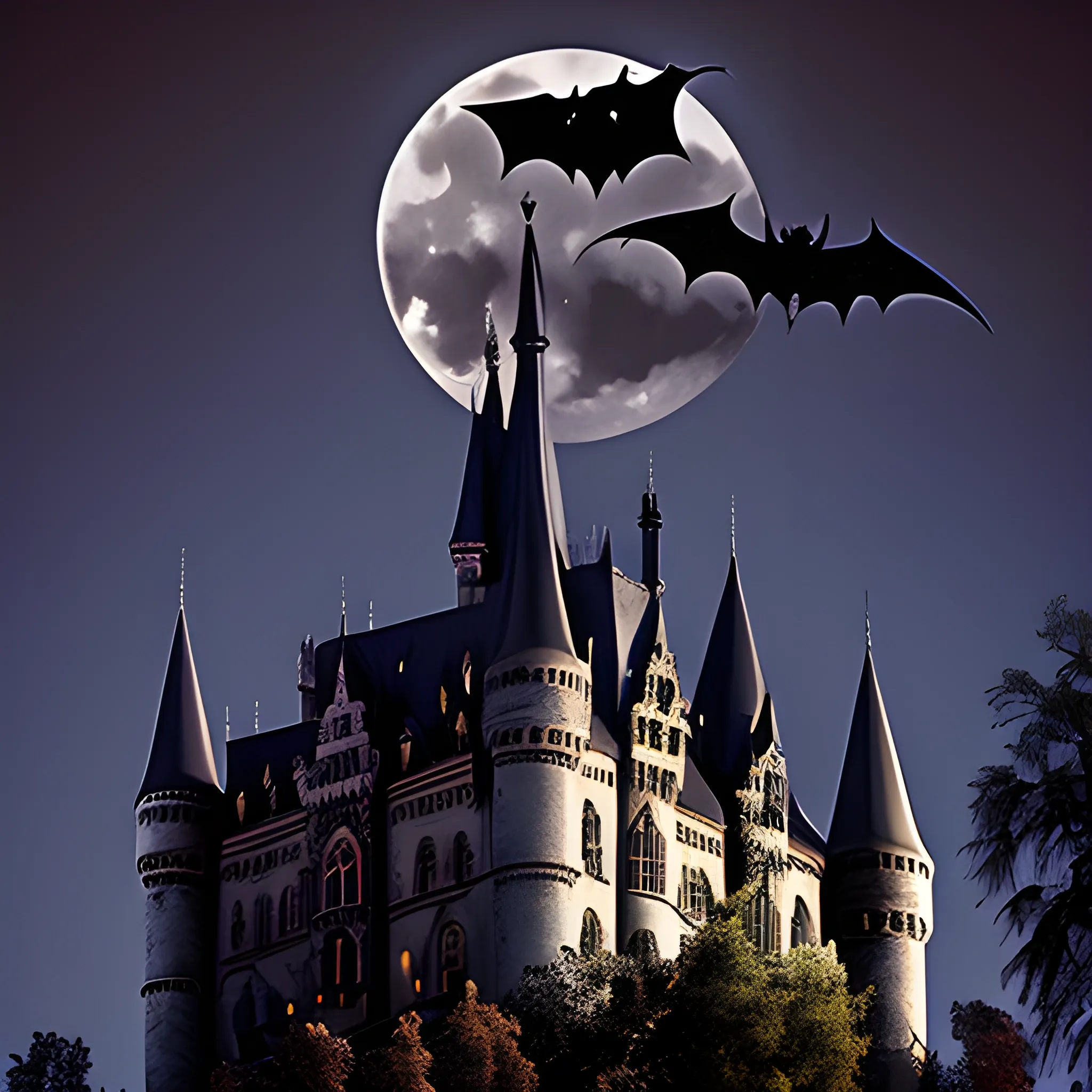 gothic castle with a bats night moon photography gargoyle