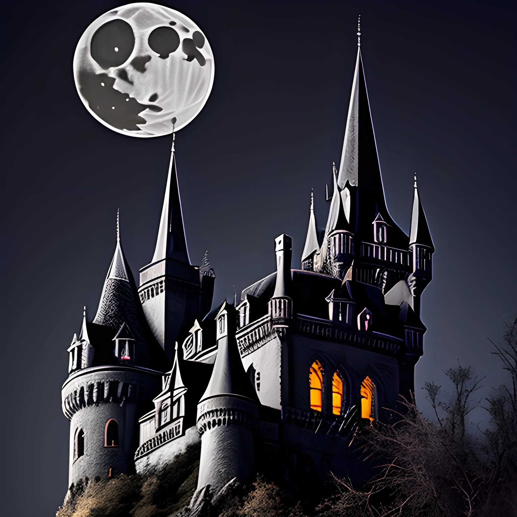 gothic castle with a bats night moon photography gargoyle