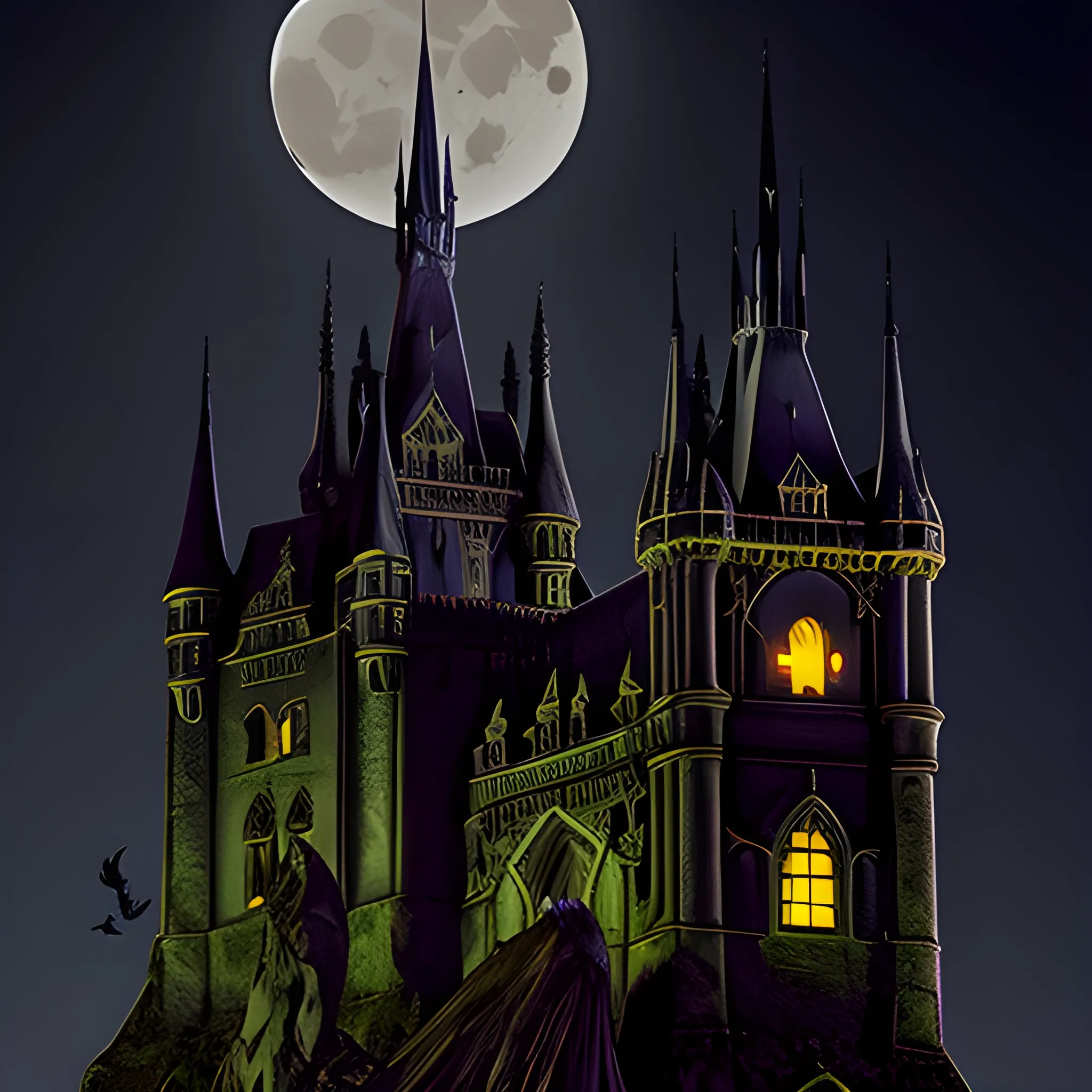 gothic castle with a bats night moon photography gargoyle