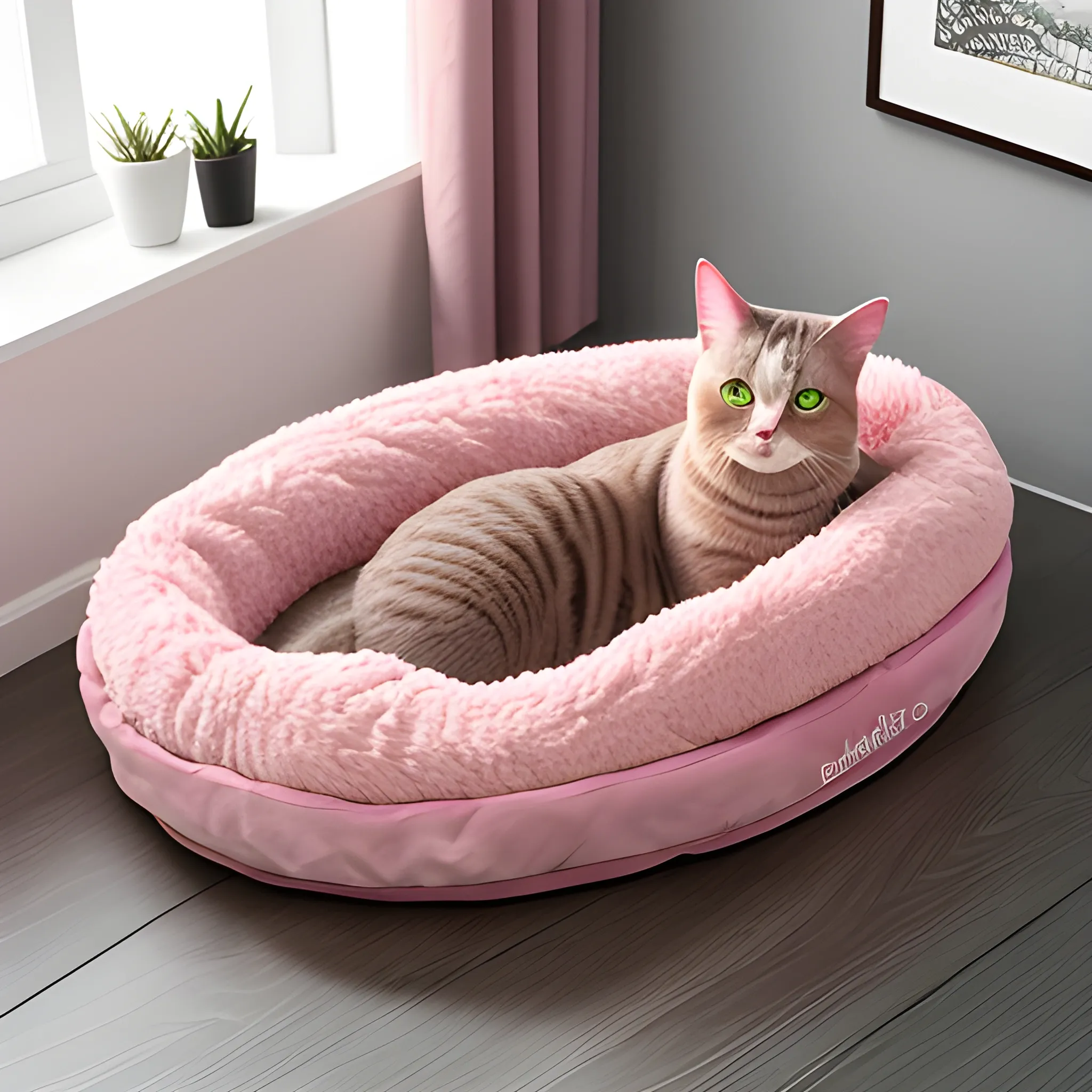 Realistic Young Girl With Pink Hair Cat Bed House Arthub ai