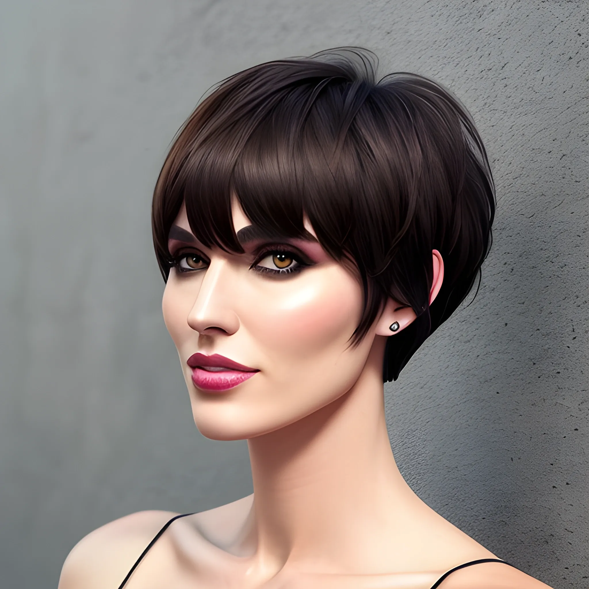 Little Girl Short Haircut Bangs Hair Full Body Walls Backgro 