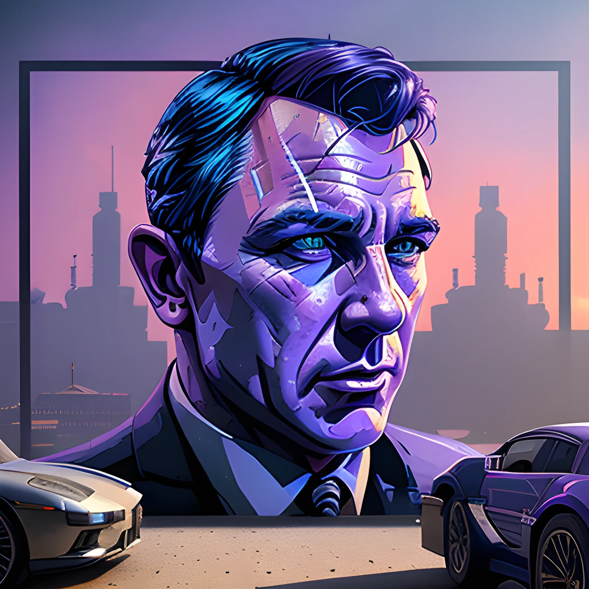 007 james bond , industrial background, by sandra chevrier and greg rutkowski and wlop, purple blue color scheme, vaporware, retro, outrun, high key lighting, volumetric light, digital art, highly detailed, fine detail, intricate, ornate, complex, octane render, unreal engine, photorealistic