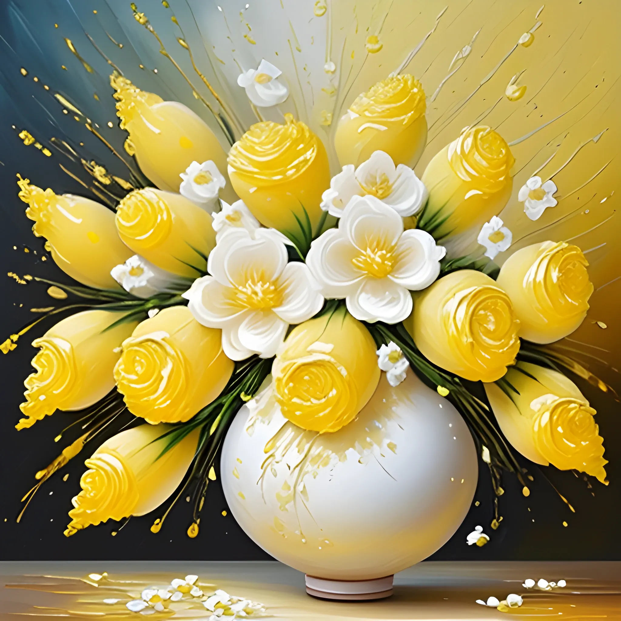 Stunning yellow and white Flowers Art, magical, diaphanous, thick impasto painting masterpiece, Oil Painting, Oil Painting, Oil Painting, Oil Painting, Oil Painting