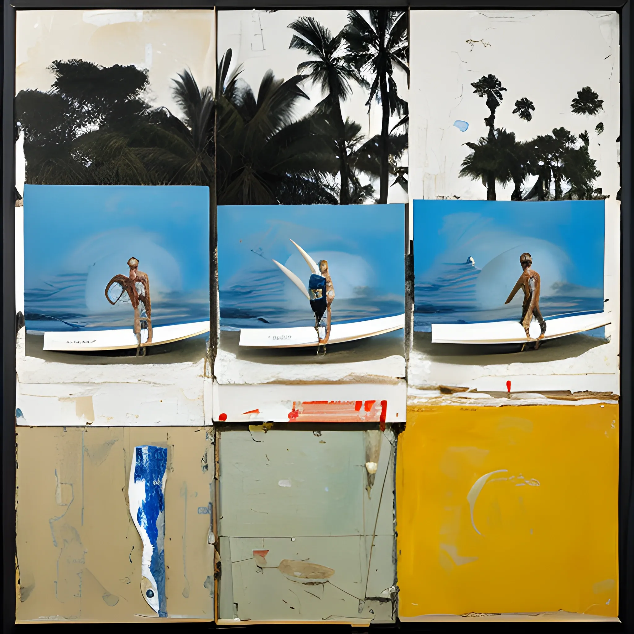  Robert Rauschenberg painting about surfing and camping