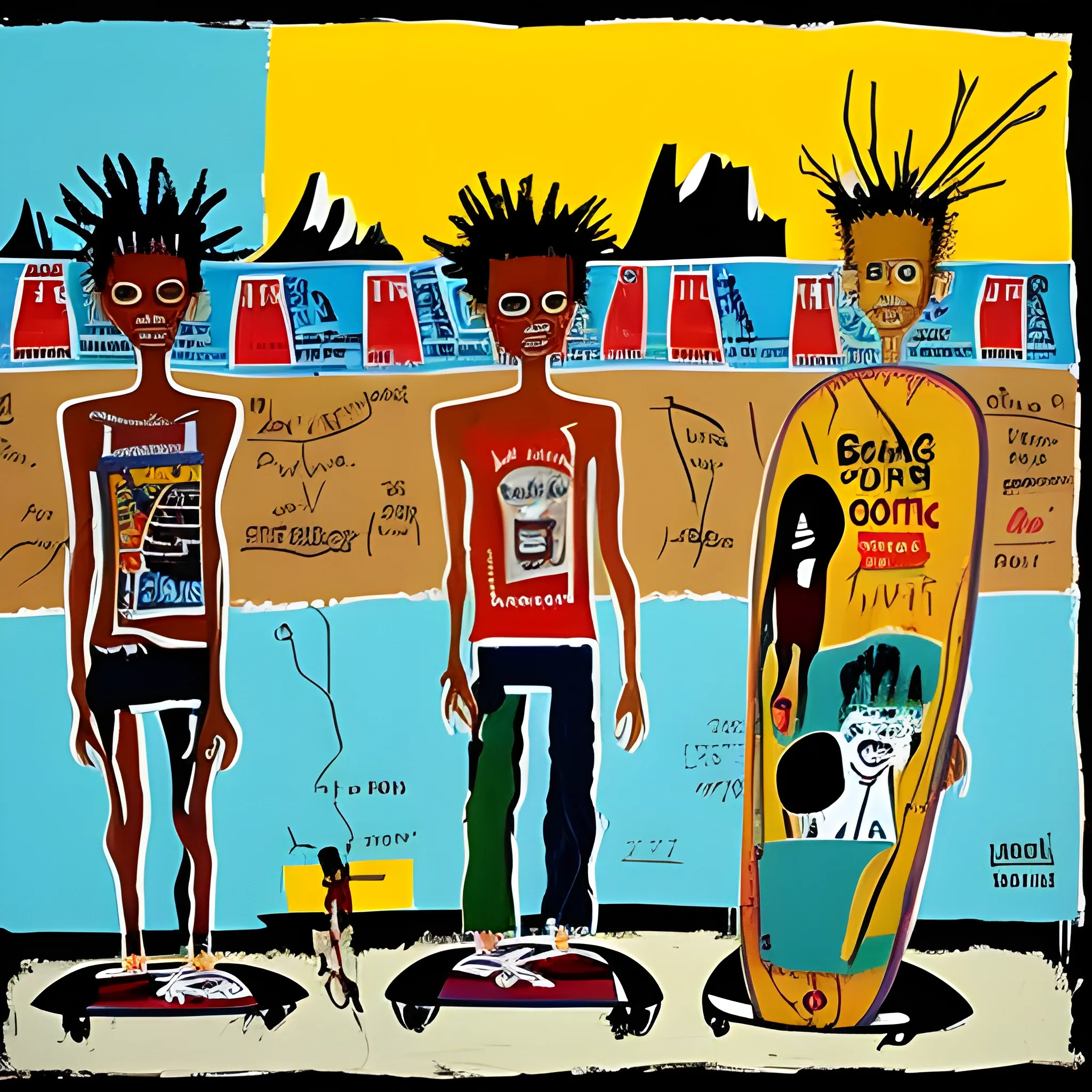 basquiat painting about surfing and camping