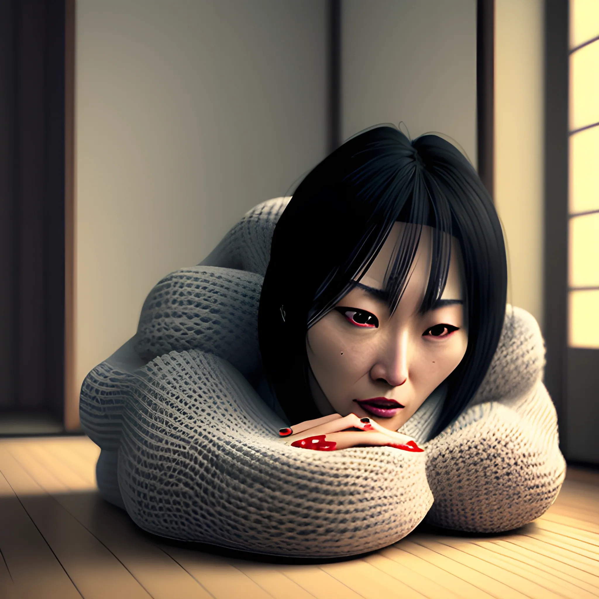 Desperation Consuming A Japanese Girl As She Crawls Into A Corne Arthub Ai