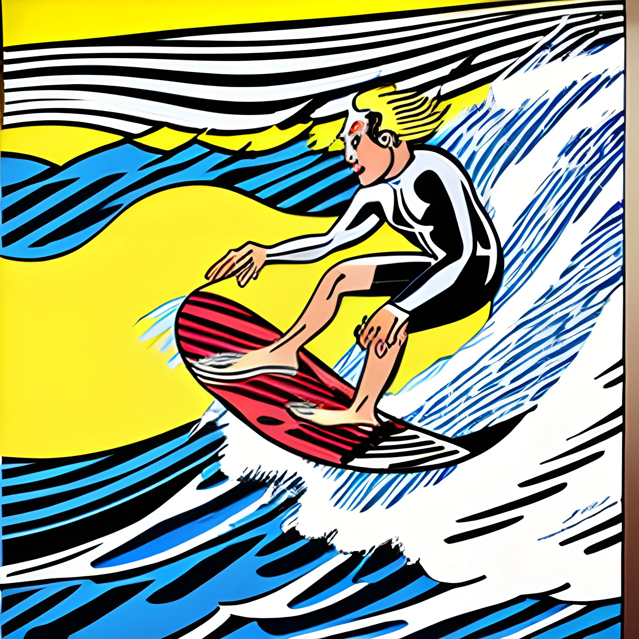 Roy Lichtenstein painting that capture the surfer