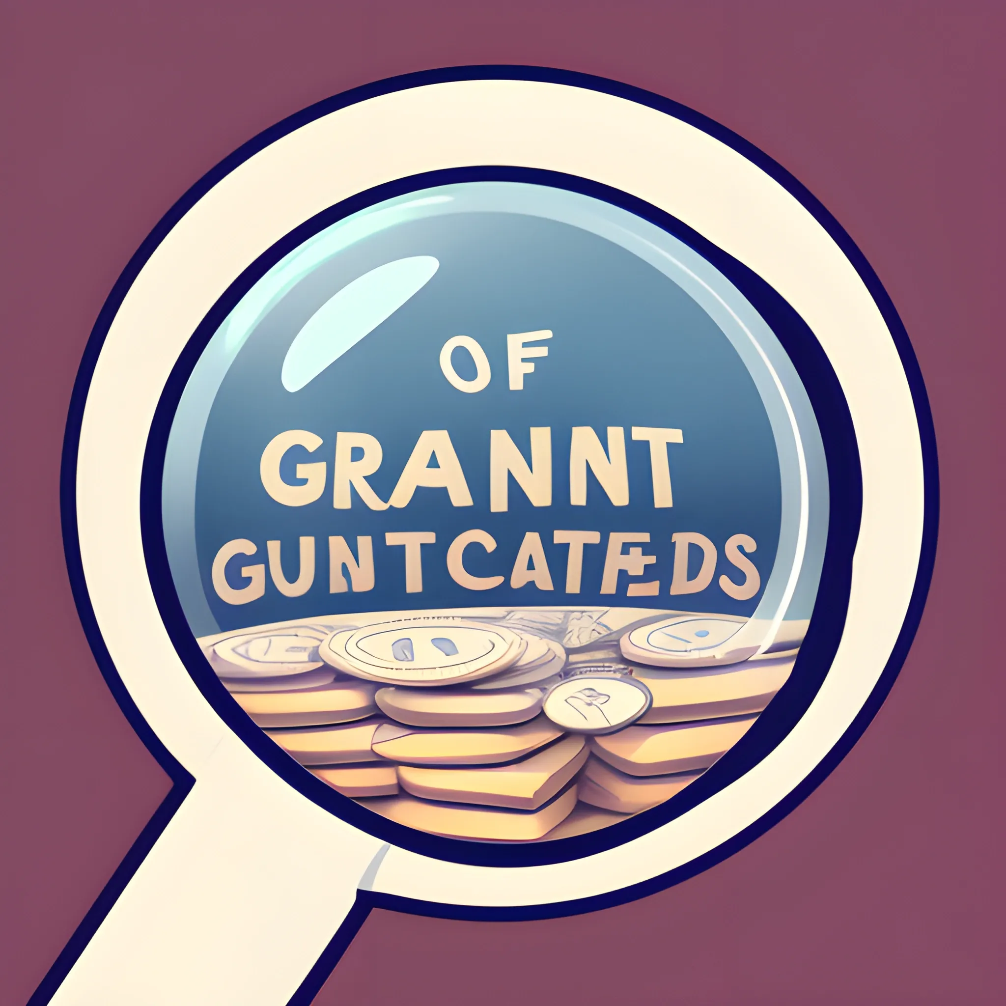 An animated illustration of a portfolio of grants with a magnifying glass focusing on one grant