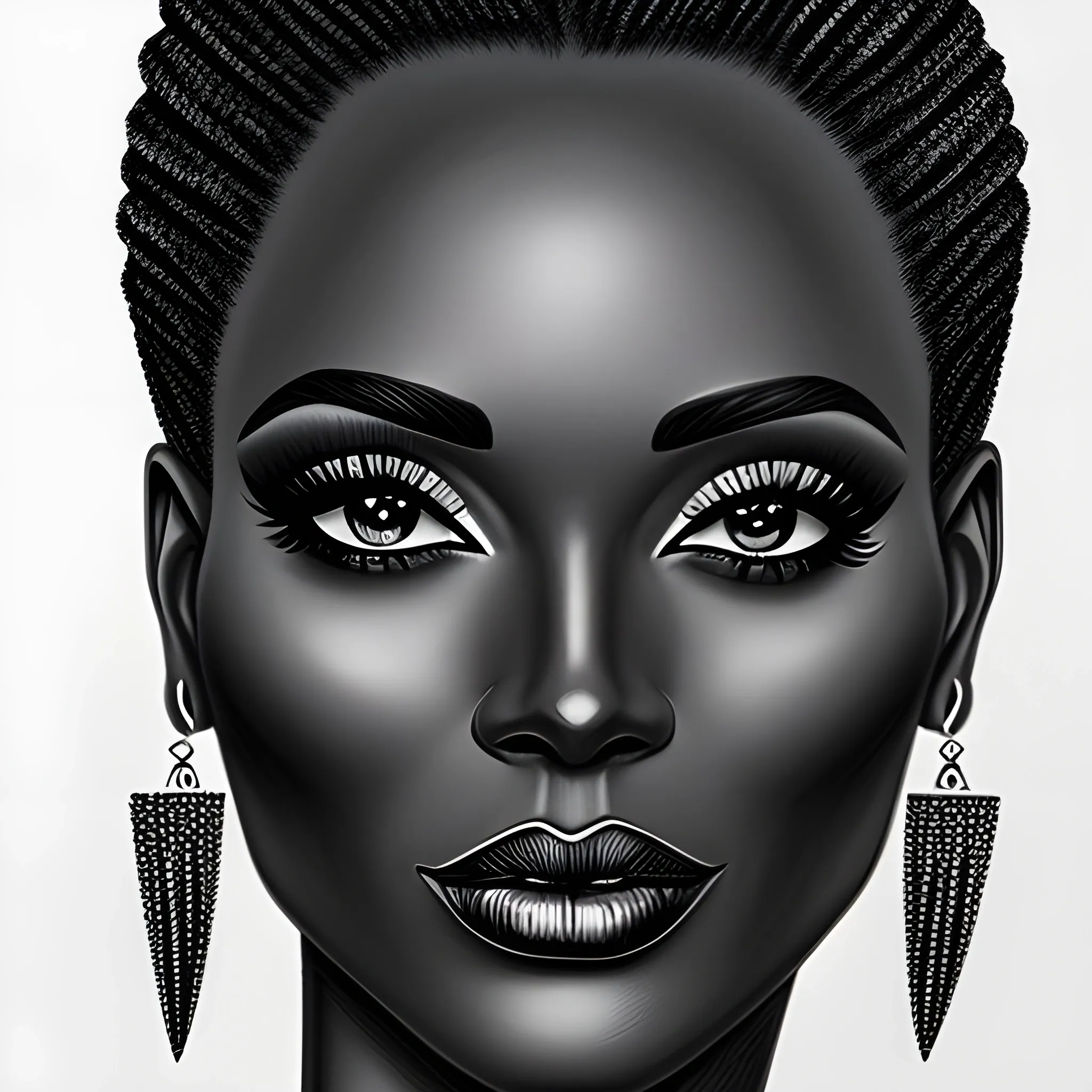 , Pencil Sketch , beautiful girl with black skin 