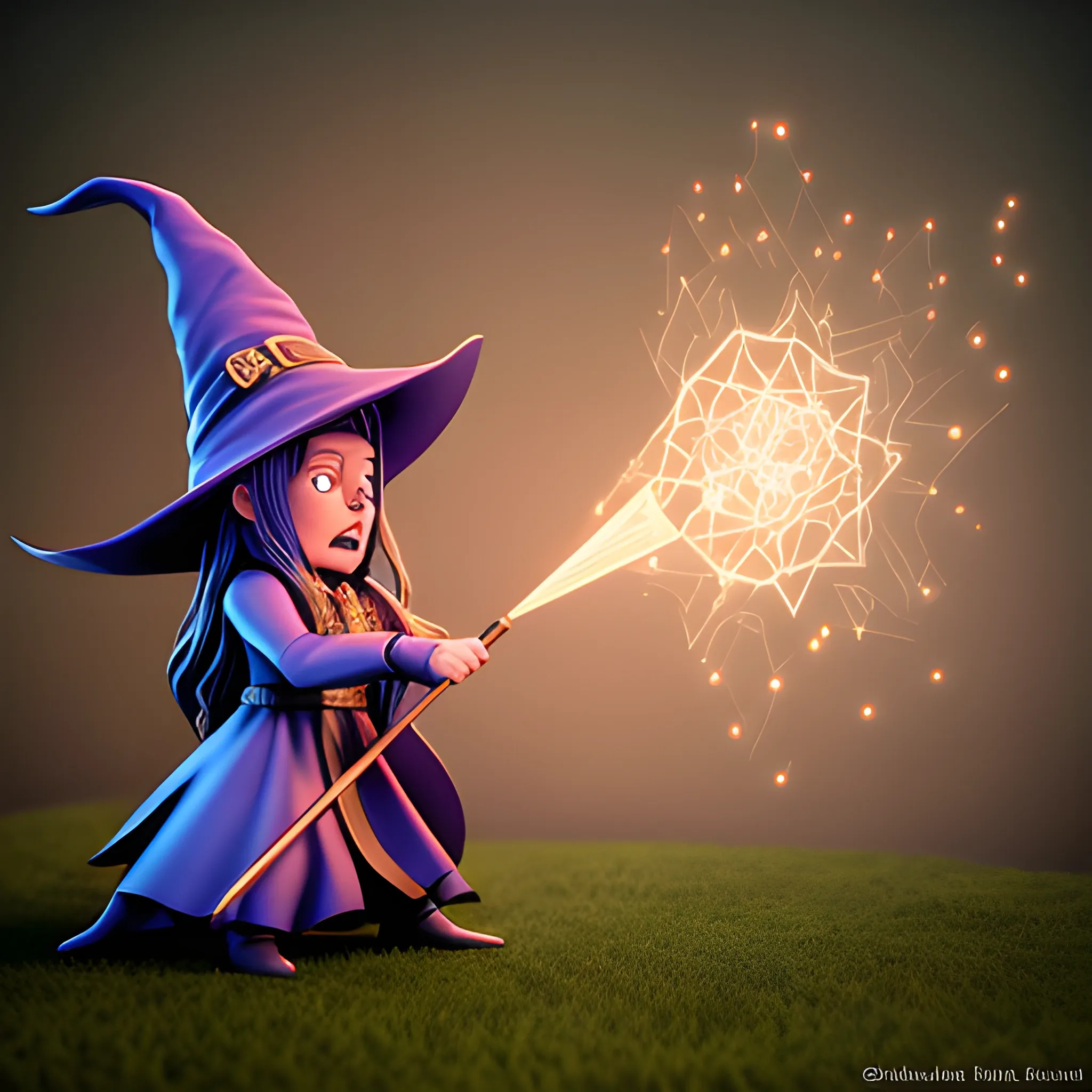wizard shooting spell on witch, , Wizard fighting a witch , very high detail, wizard vs witch, sharp, 32k, 3D, Cartoon