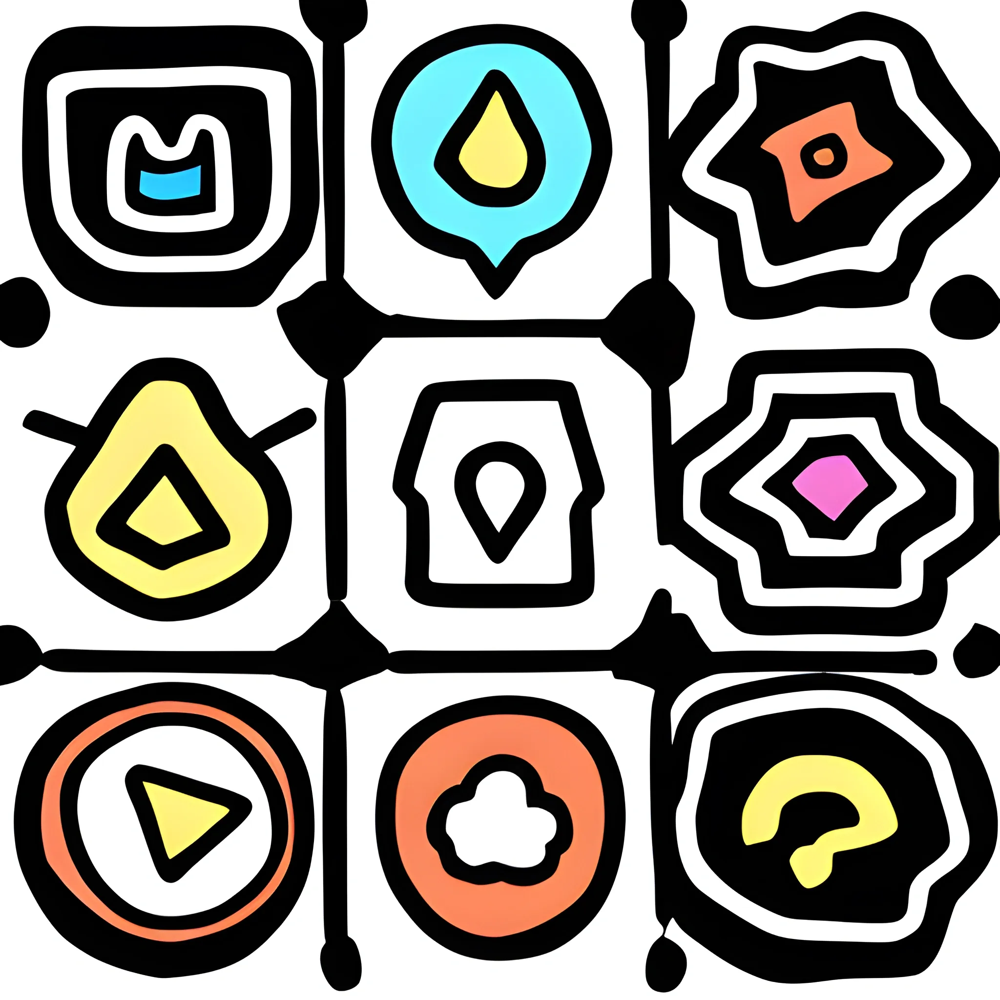 handdrawing colorful interface icon set white background