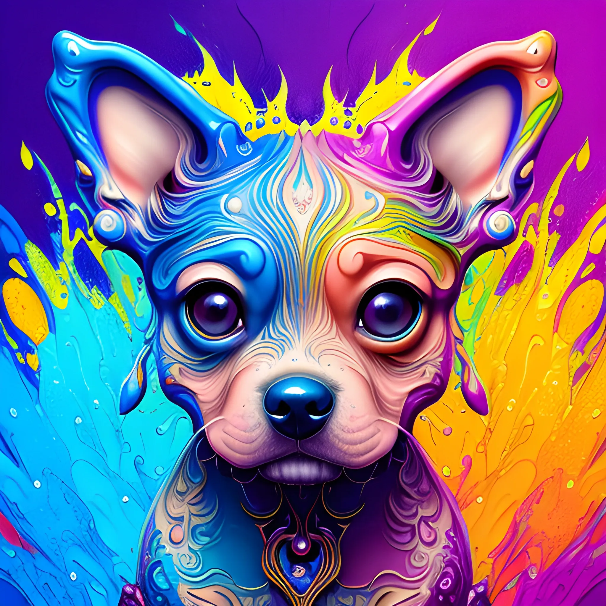 splash art by megan ducanson, a liquid cute puppy made of colour ...