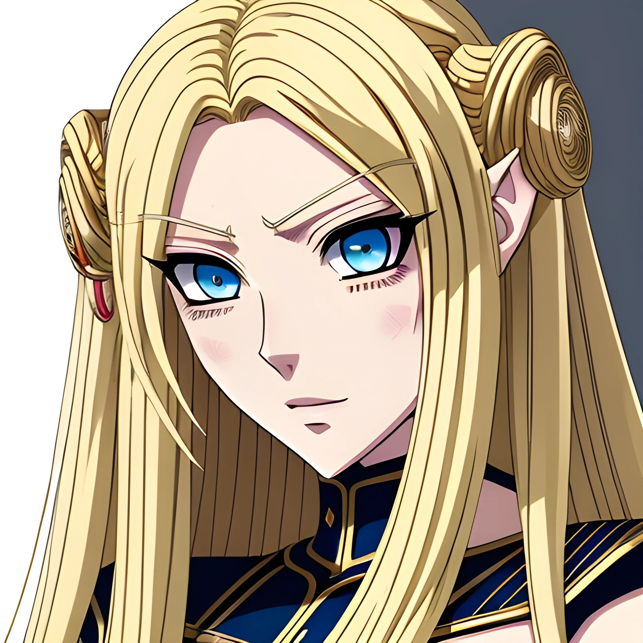 a woman with long blonde hair and blue eyes, blonde goddess, japanese goddess, long blonde hair and large eyes, long blonde hair and big eyes, seductive anime girl, sexy girl, blonde girl, with long hair and piercing eyes, beautiful blonde girl, beautiful alluring anime woman, perfect android girl, blonde hair and large eyes, very beautiful elven top model