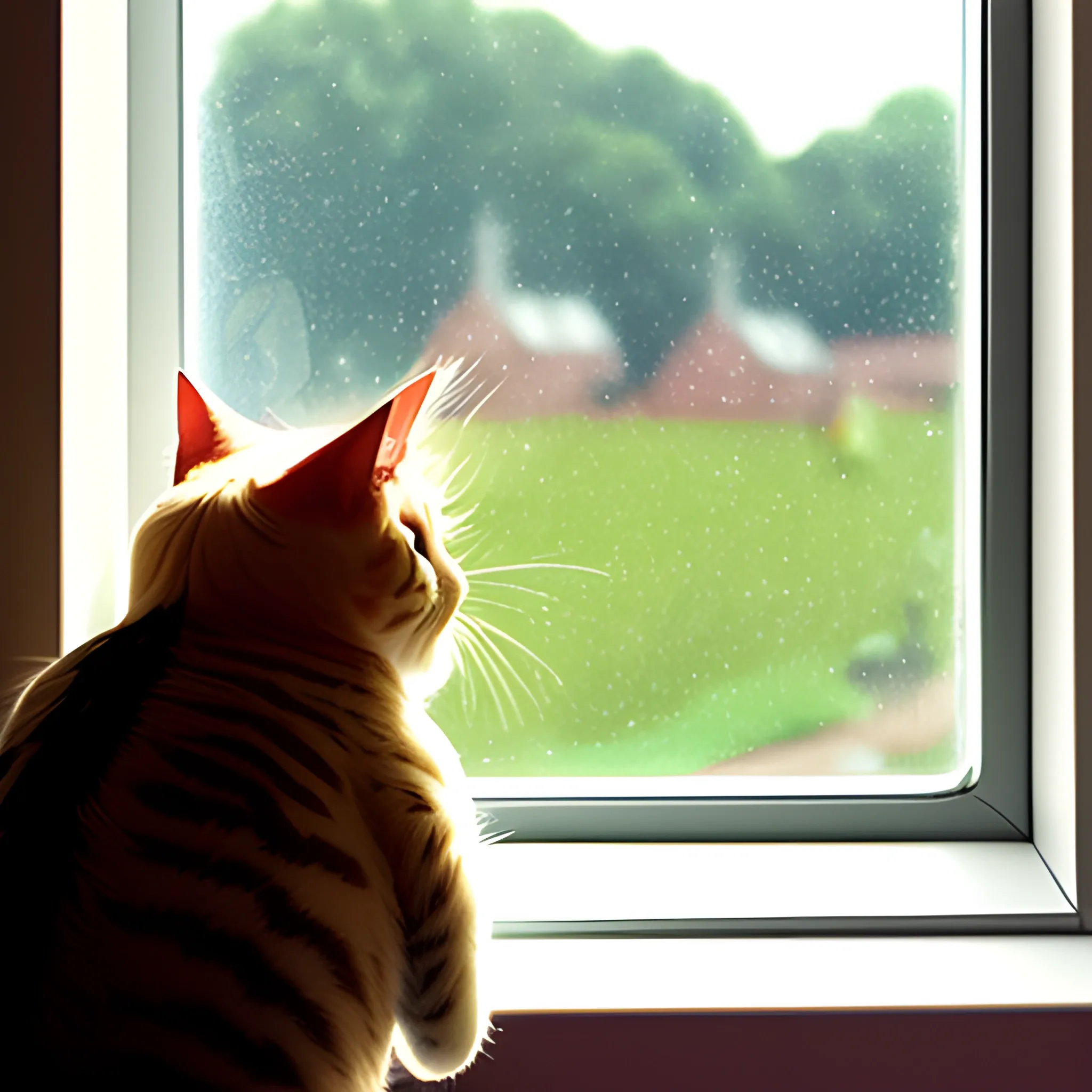 , Cartoon cat looking out the window