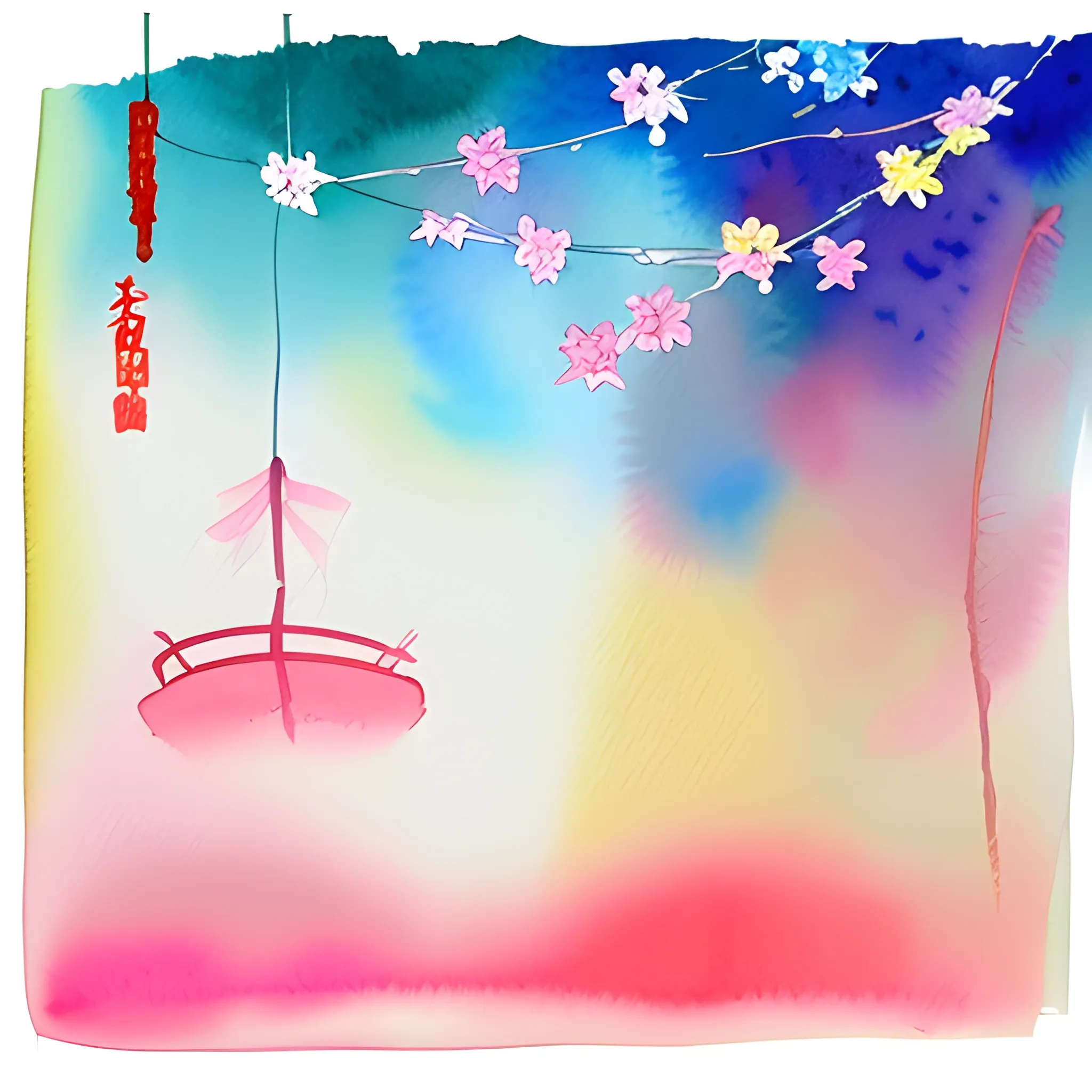 Generate a art piece style watercolor of Tanabata japanese celebration