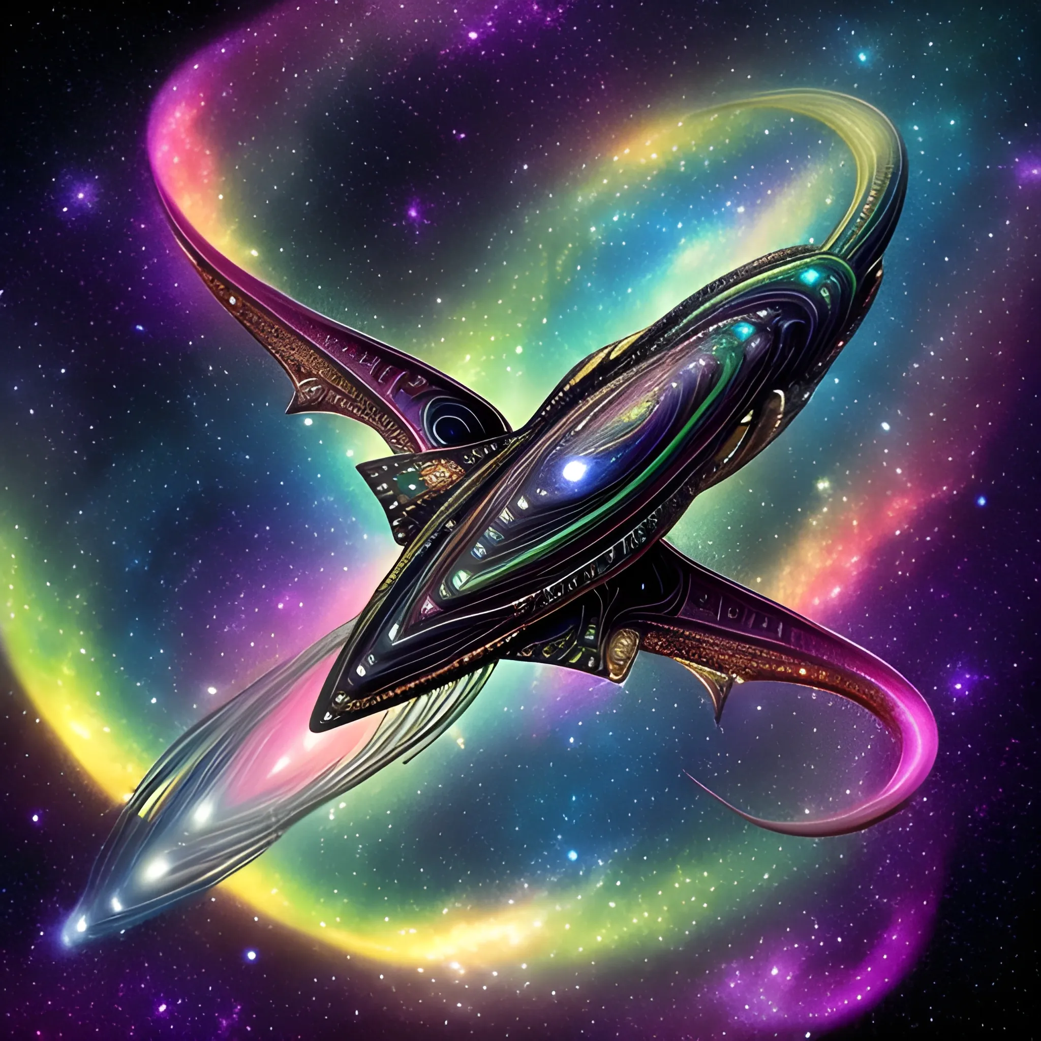 a beautiful picture of a space serpent flying through the infinite cosmos with galaxies and stars in the background