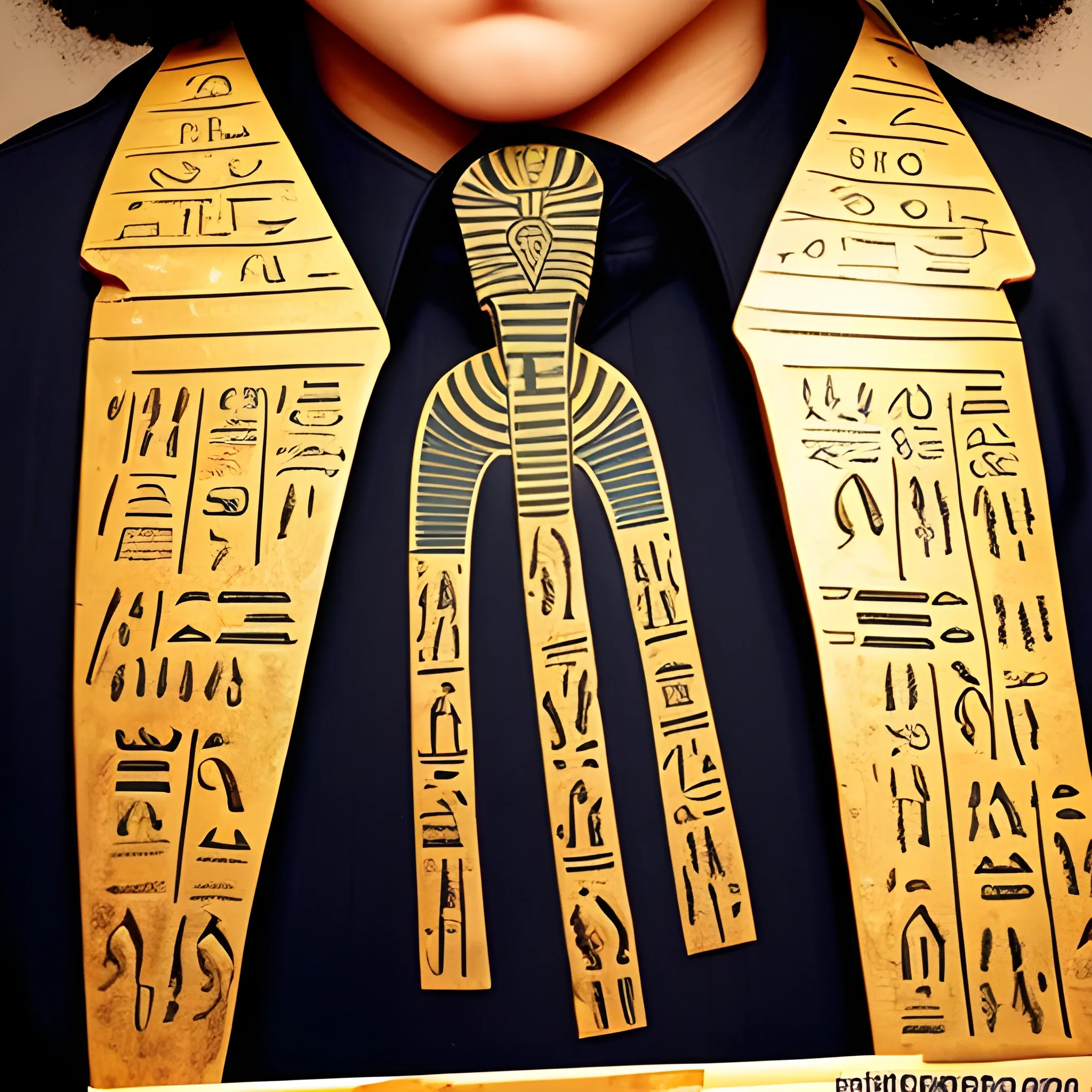 Design a neck tie with ancient Egyptian hieroglyphics