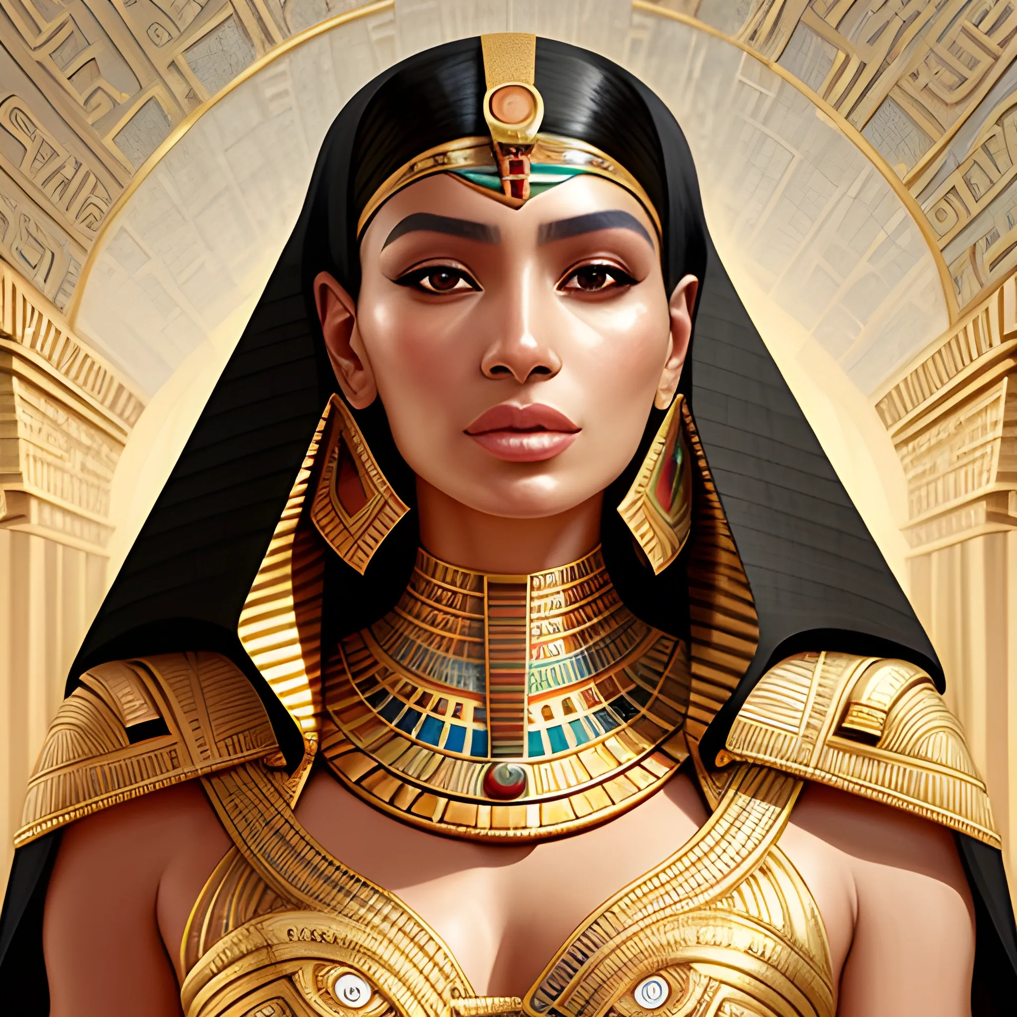 portrait of an Egyptian supermodels wearing ancient Egyptian dress, wearing jewelry, highly detailed, digital painting, artstation, concept art, sharp focus, illustration, art by kittichai rueangchaichan and james gurney and alphonse mucha
