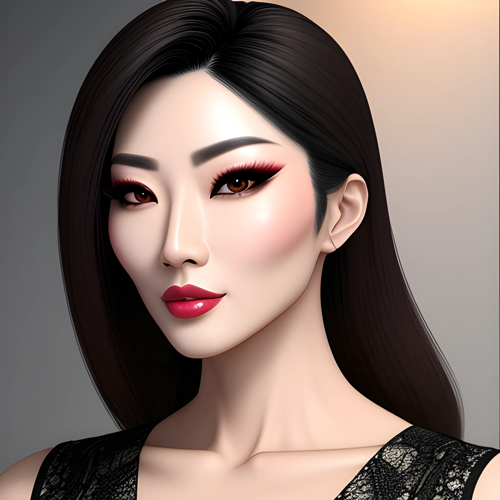 asian girl, sexy, beautiful face, sharp rendering, realistic, ex military