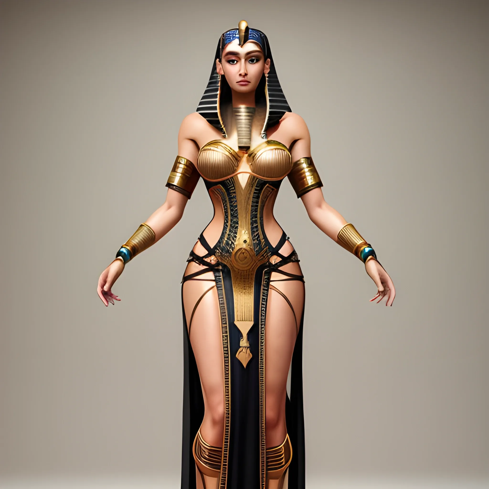 full body photo of a gorgeous young woman wearing an ancient Egyptian dress in the style of _Z eD_, realistic, sharp focus, 8k high definition, insanely detailed, intricate, elegant, art by stanley lau and artgerm, exclude ugly, duplicate, morbid, mutilated, out of frame, extra fingers, mutated hands