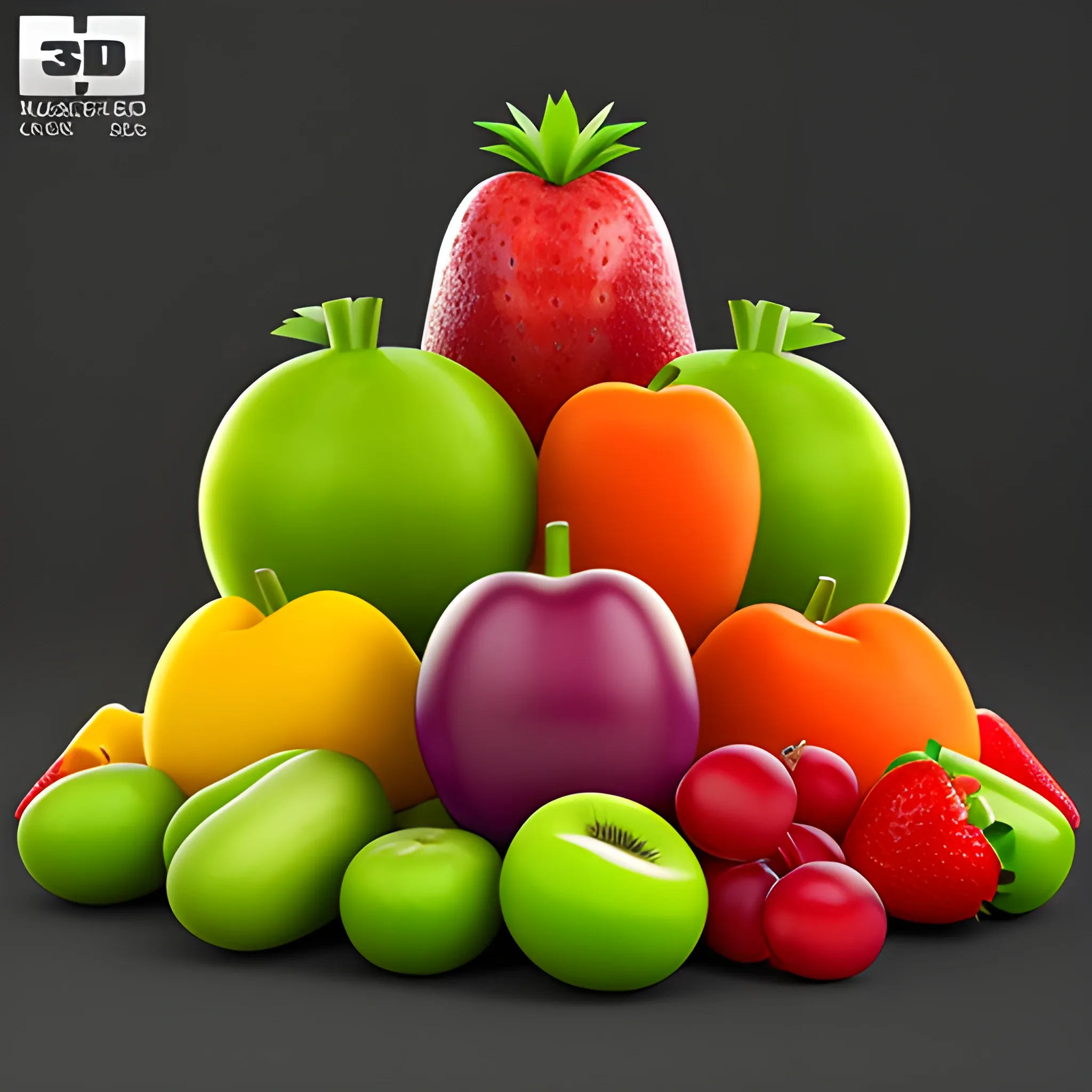 fruits veggies 4k  3d