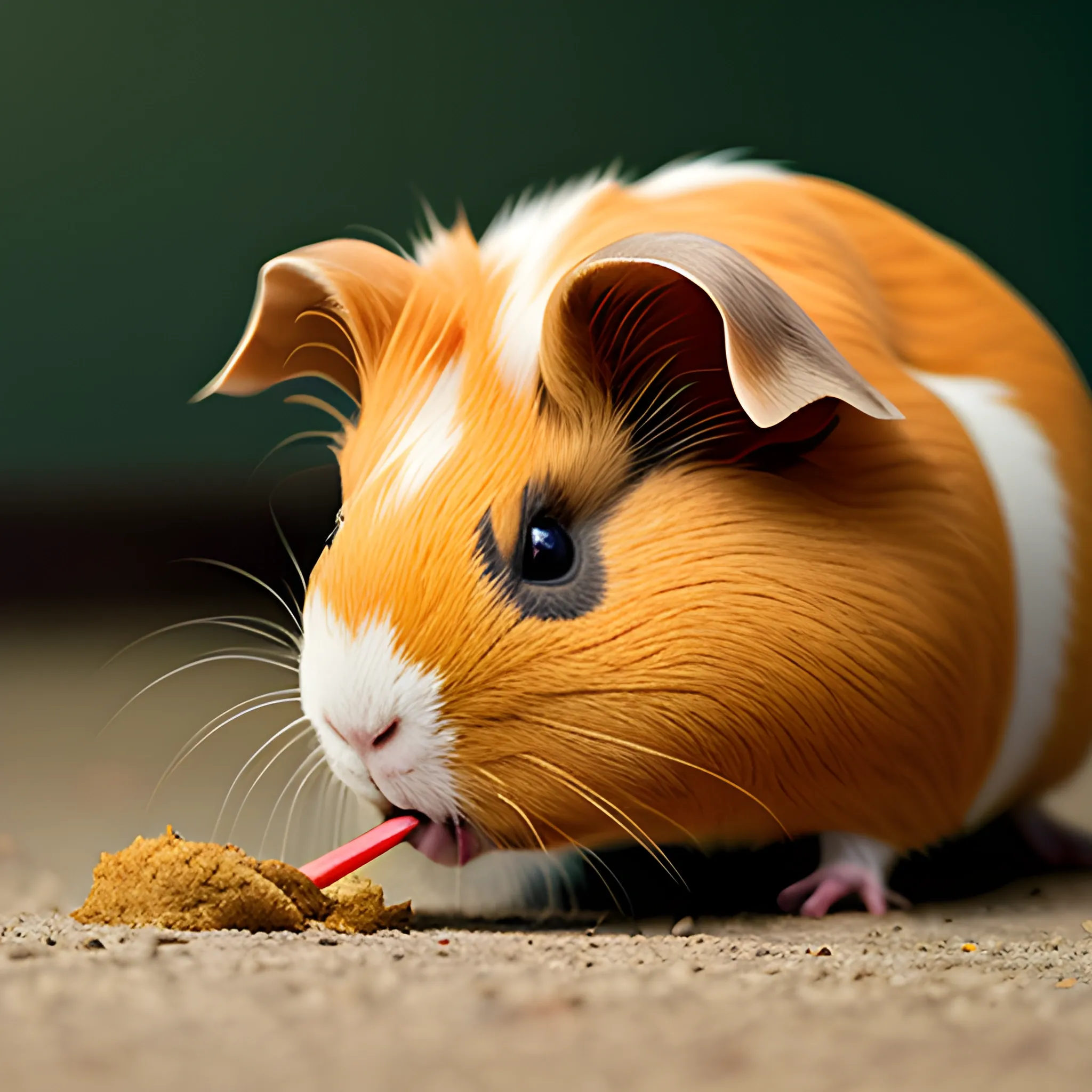 Guinea pig, two, texel, Abyssinian, eating