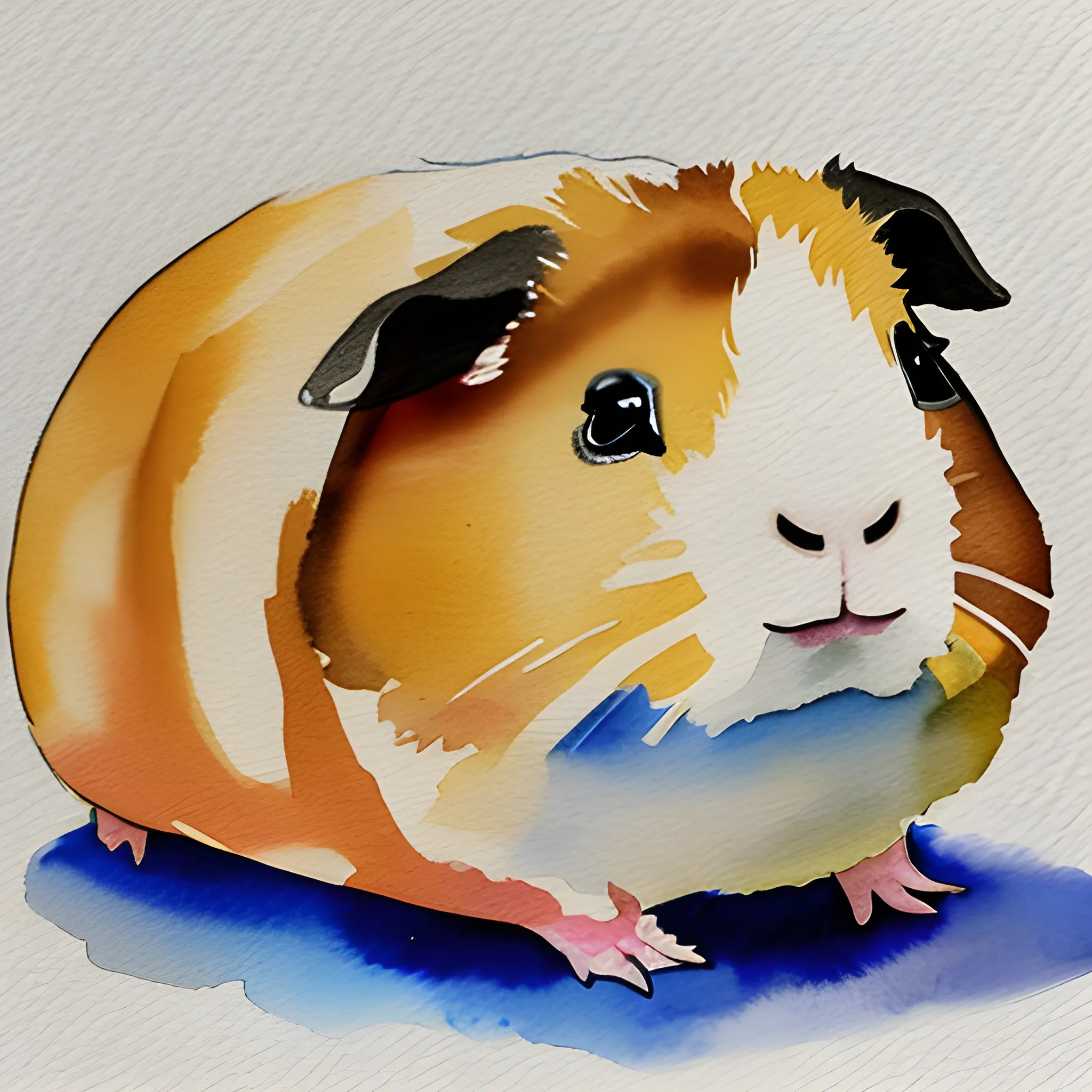 Texel guinea pig 
, Water Color