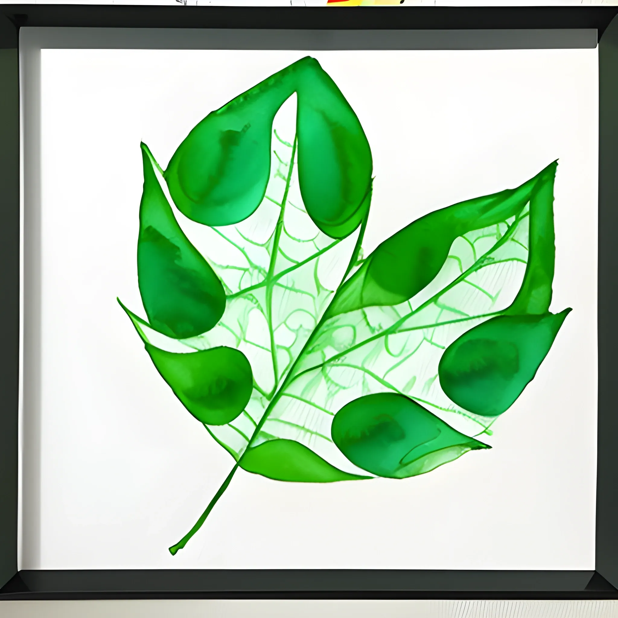 Centered, bana leaf, rectangle water color art