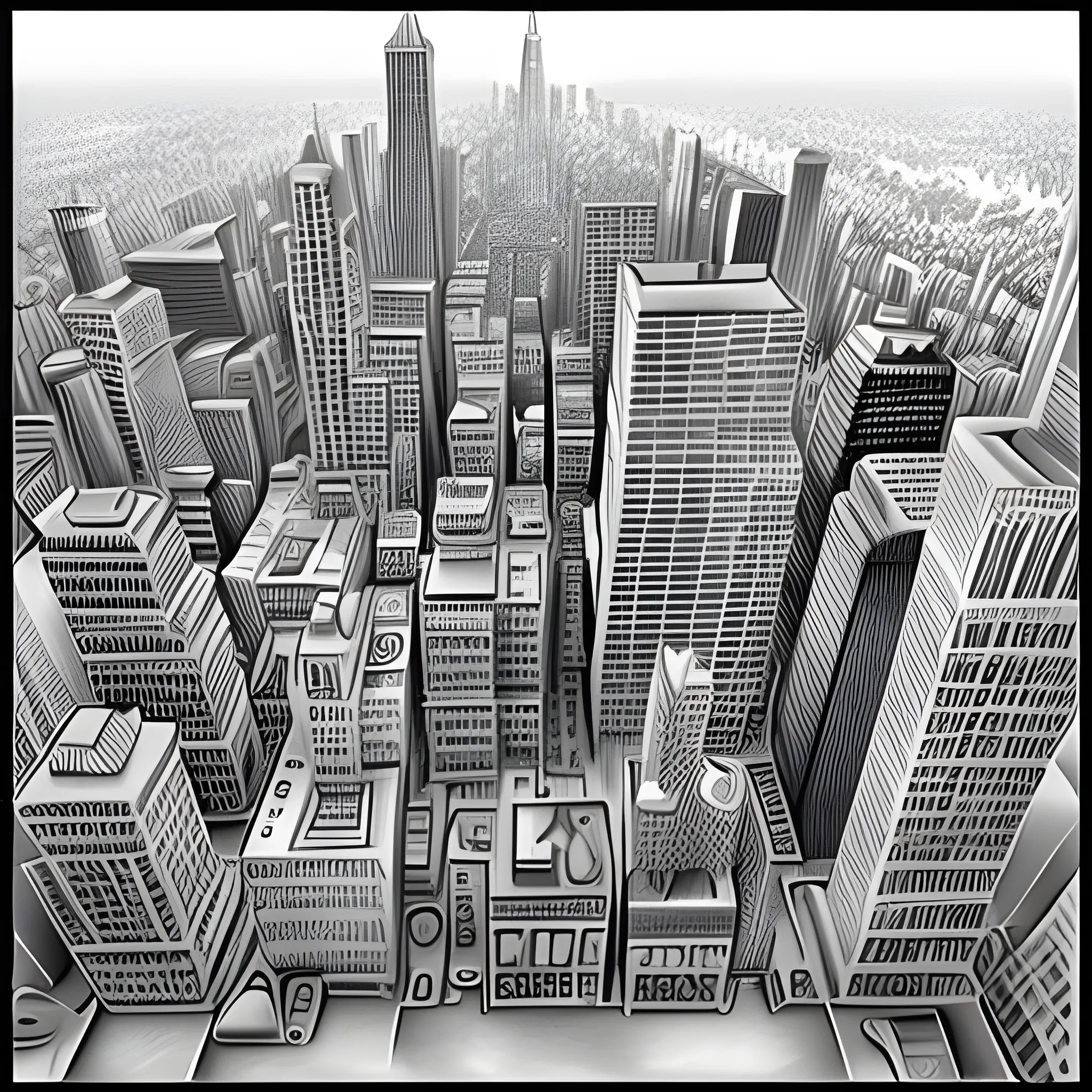 , Pencil Sketchsky wtch from big citys 3d realistic hd quality 