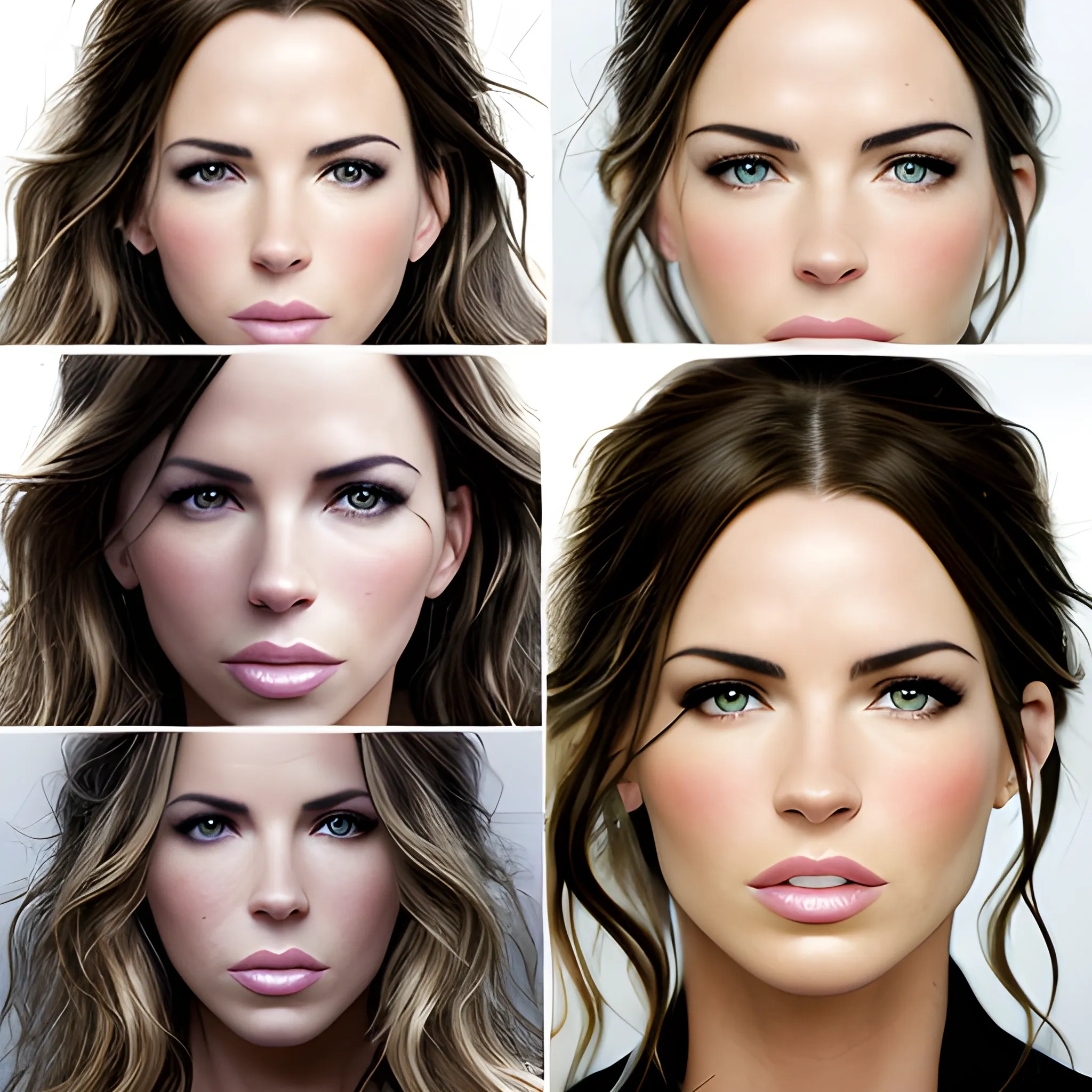 plano de bella mujer con la nariz de Kate Beckinsale, los ojos de Megan Fox, el pelo negro de Shakira, la boca de Alicia Sylverston. mirada soñadora. Iluminación cinematográfica. Foto realismo. Alta definición. Imagen tomada desde lente Karlsize. Estilo foto real. photobook style