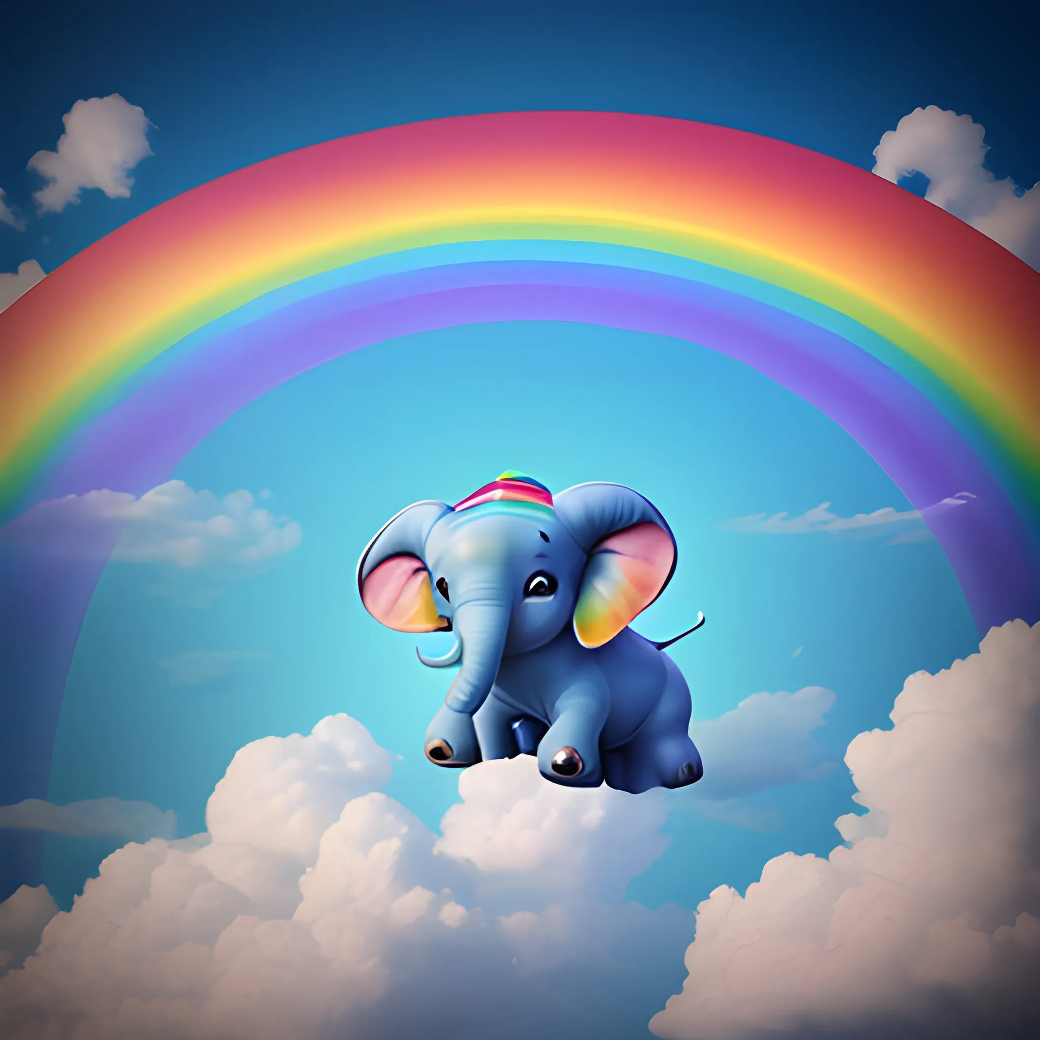 Dumbo,  sky, ,rainbow, high-precision,3D