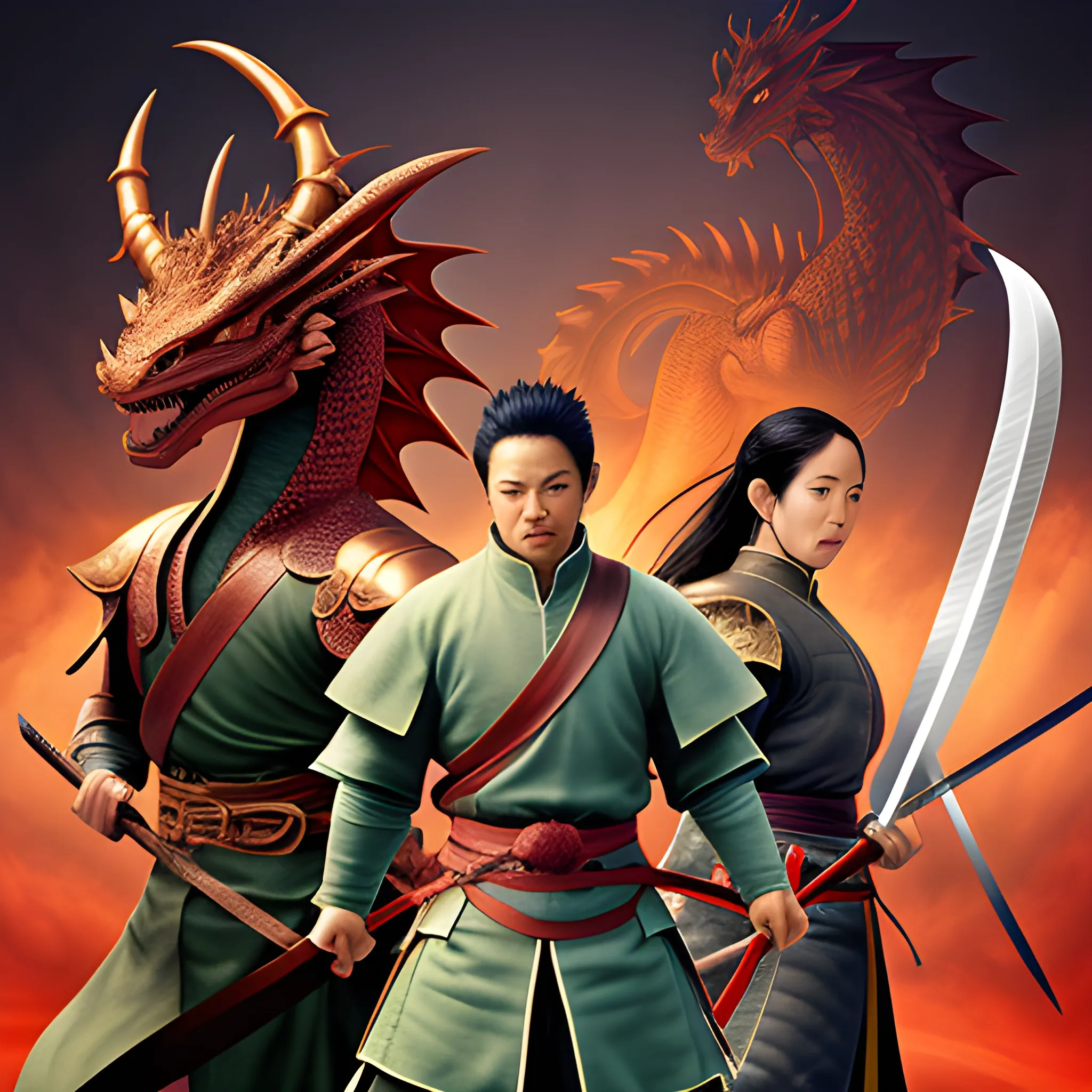 dragon, swordsman, 