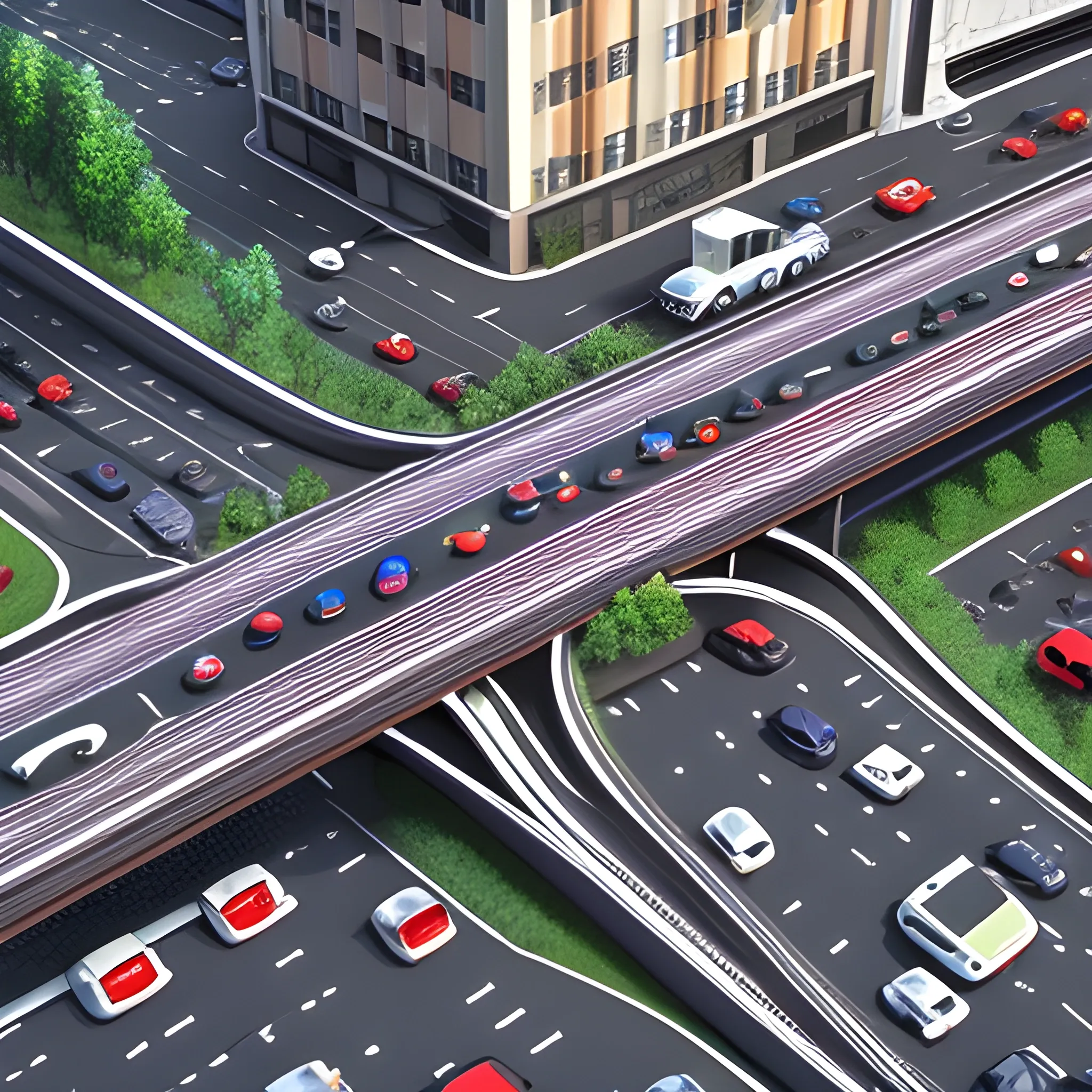 many connected  vehicles connecting with each other on the road , 3D, 3D