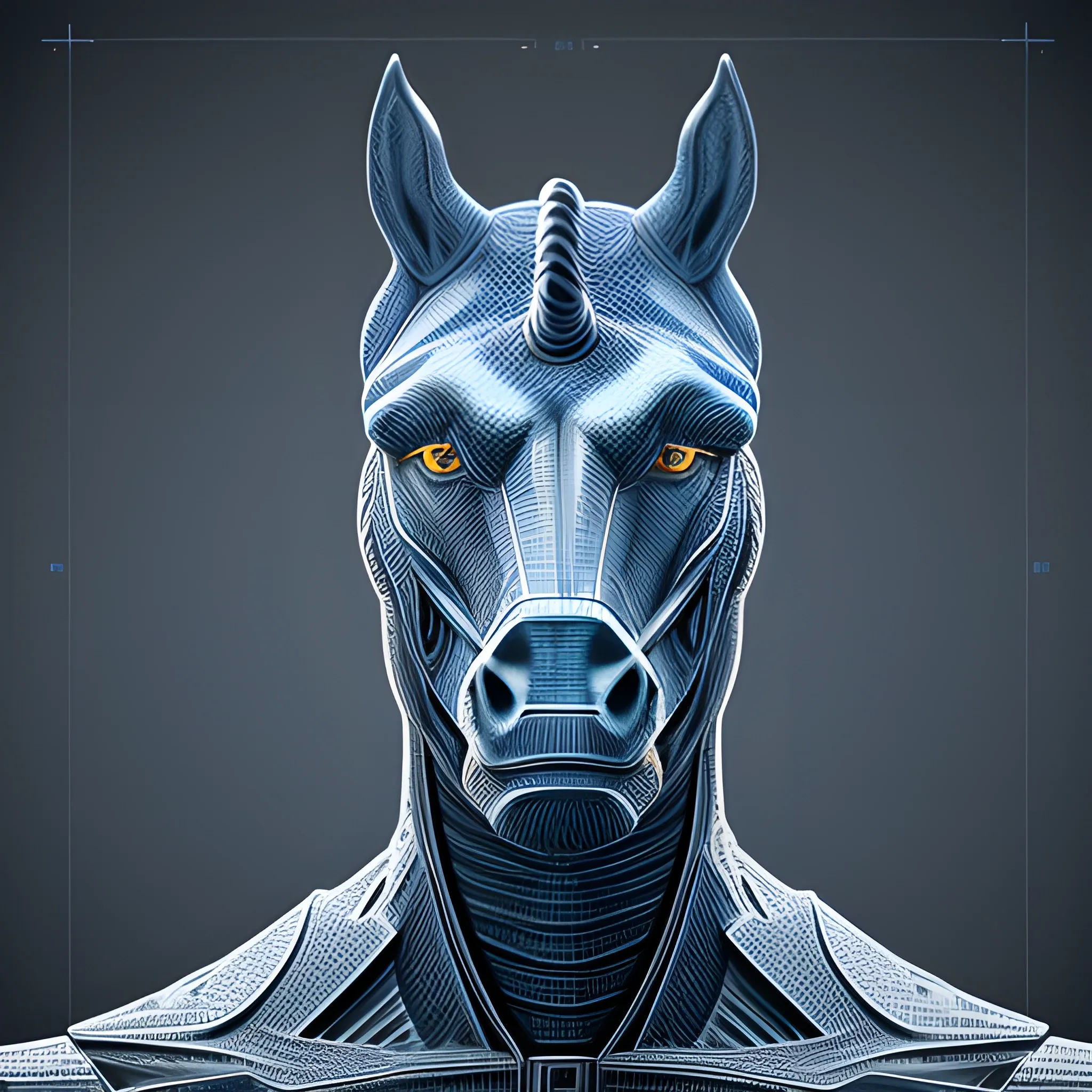 intricately detailed blueprint of  Horsehead Man，8k