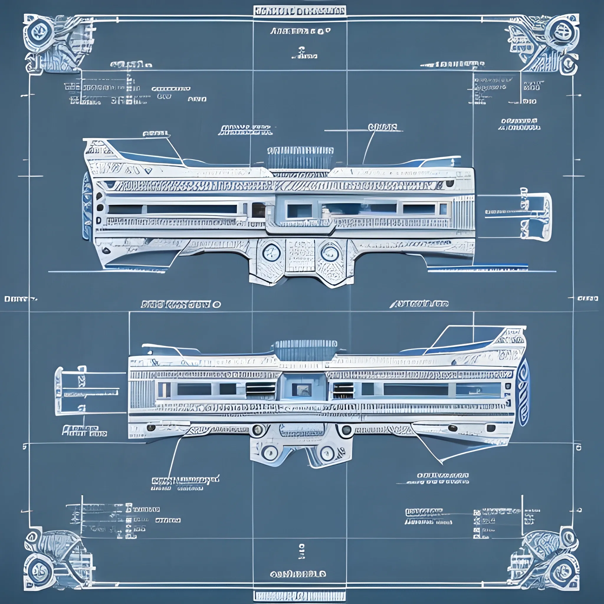 intricately detailed blueprint of P90，8k