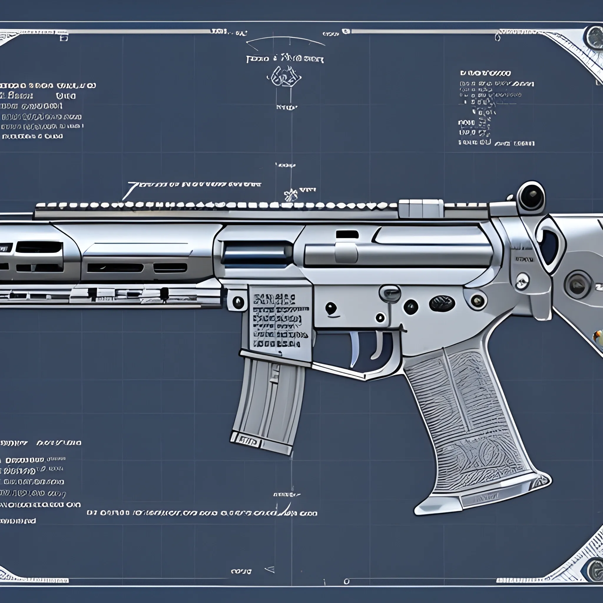  intricately detailed blueprint of FNP90  PDW，8k