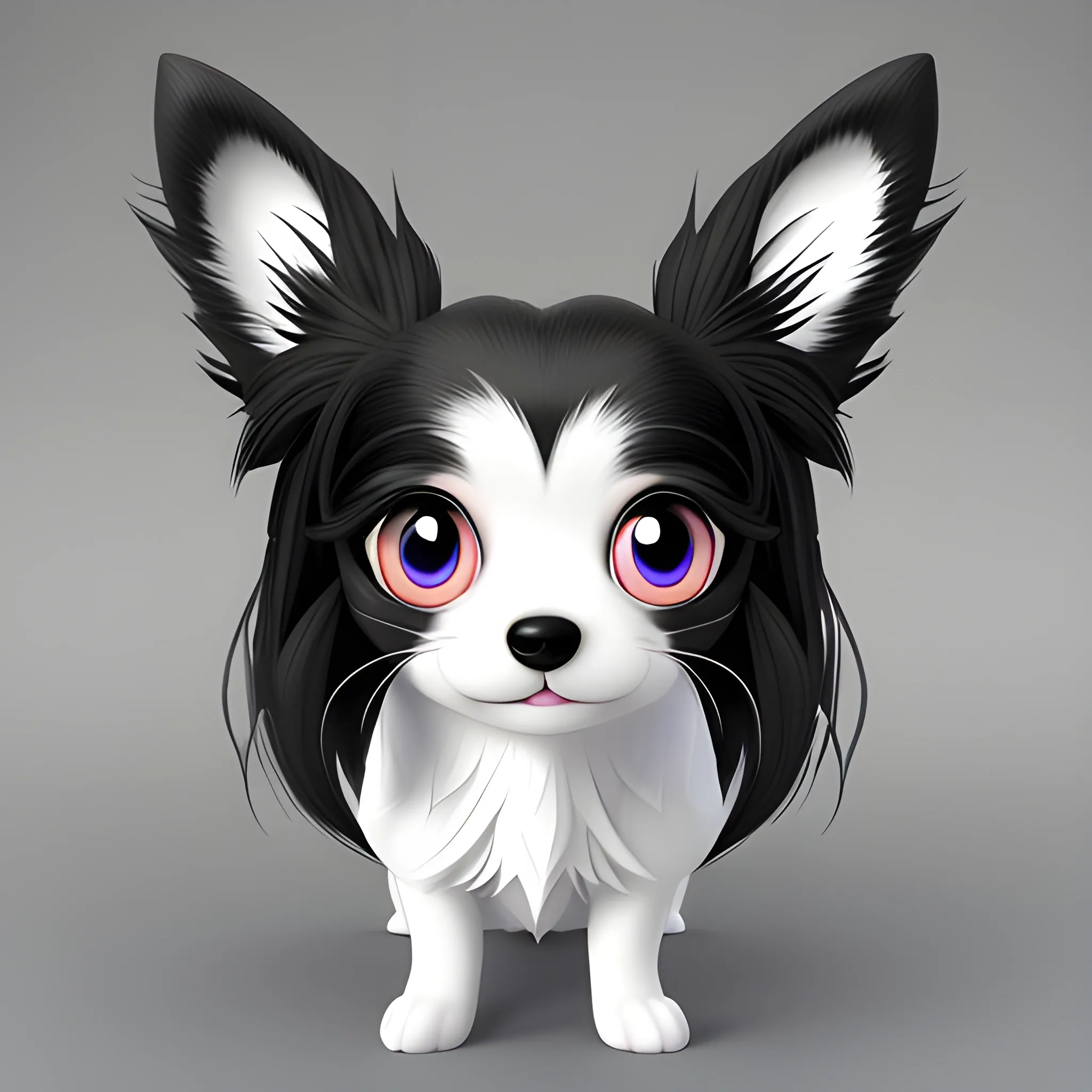 Super Adorable small black and white, long haired Chihuahua rend ...