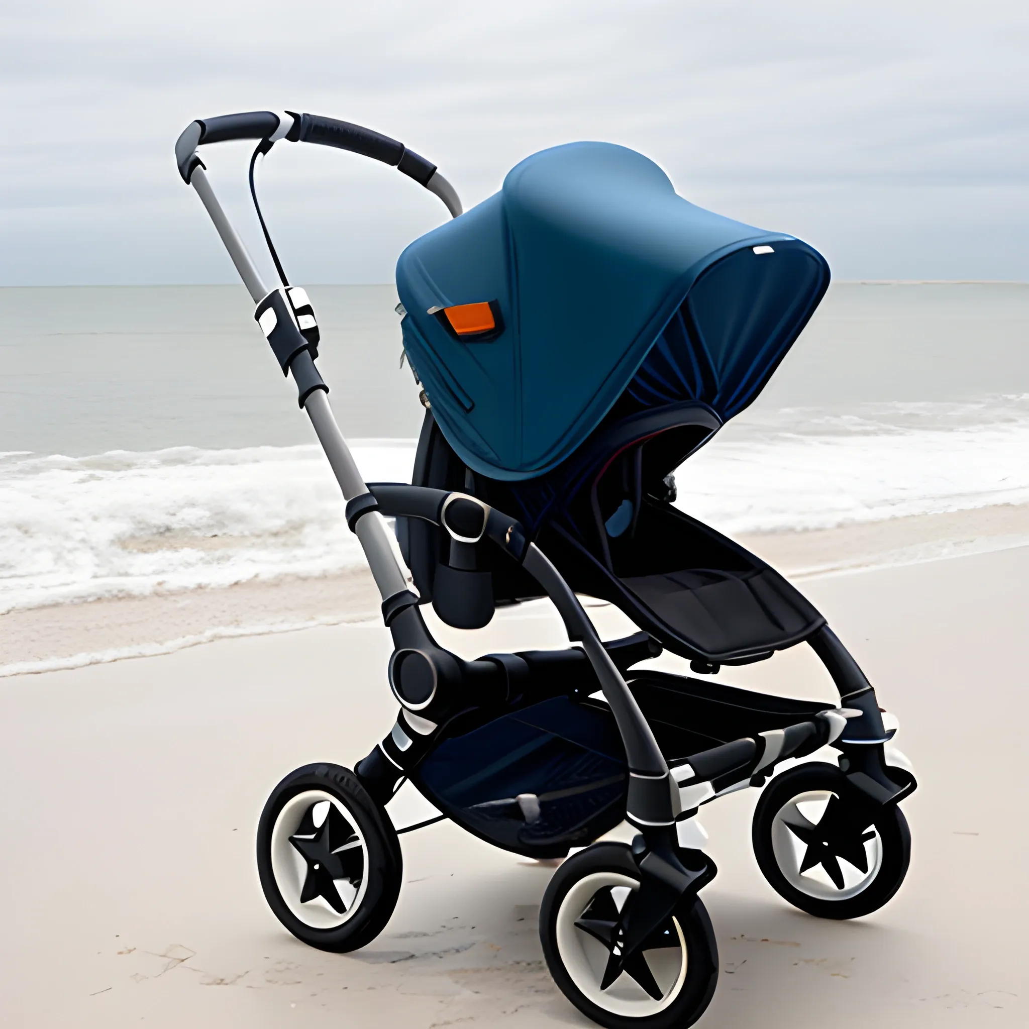 bugaboo stroller on beach
