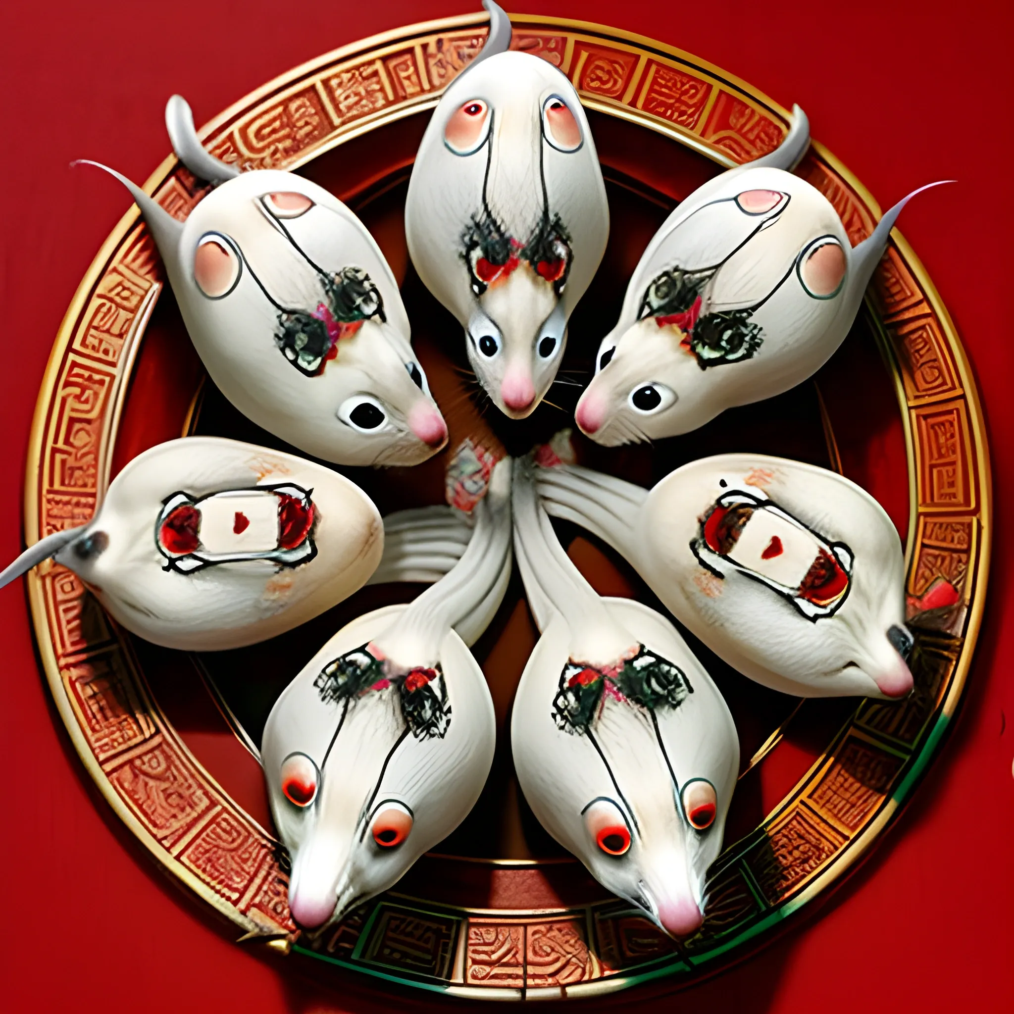 Six Rats Bringing Auspicious Fortune