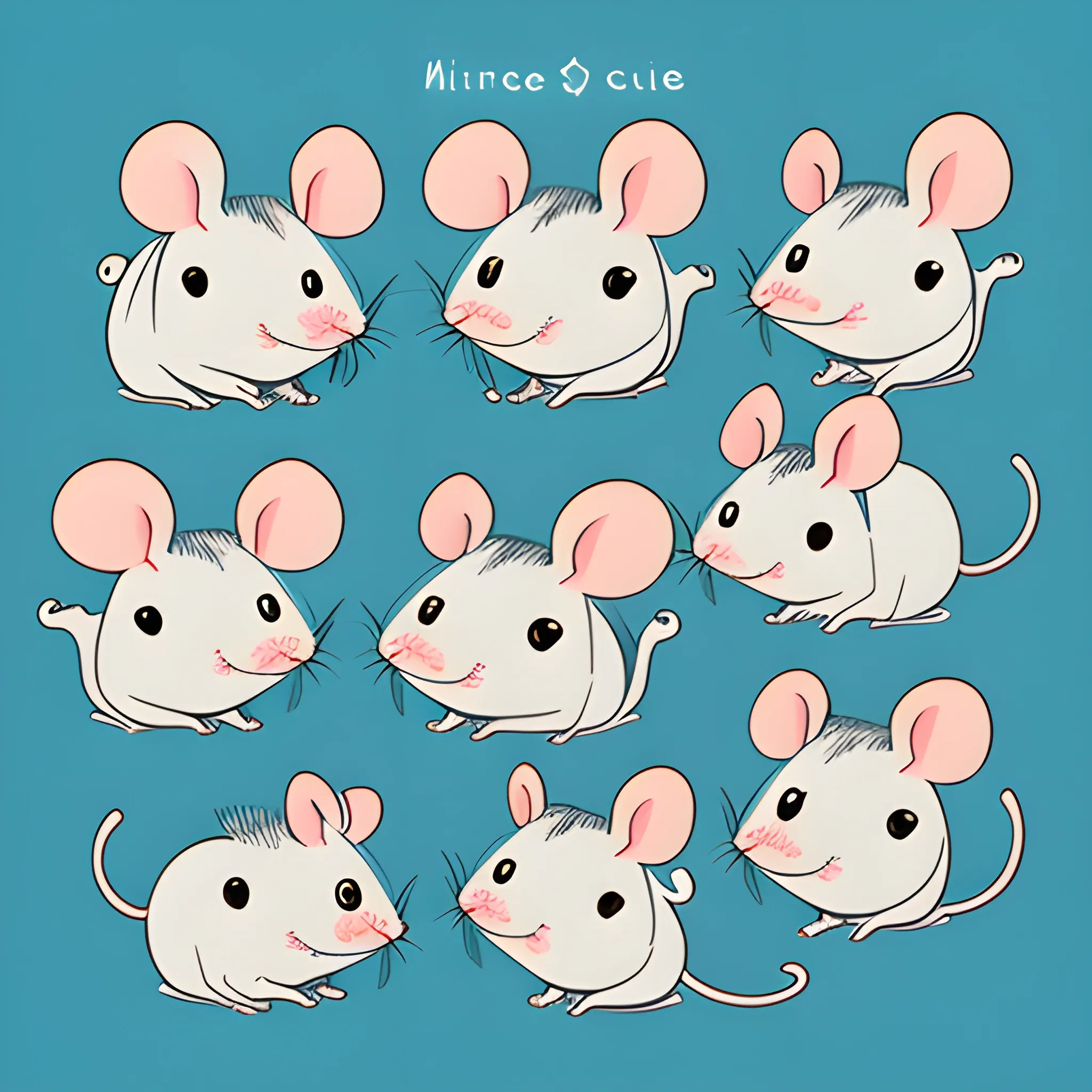 Adorable Illustration of Six Cute Mice