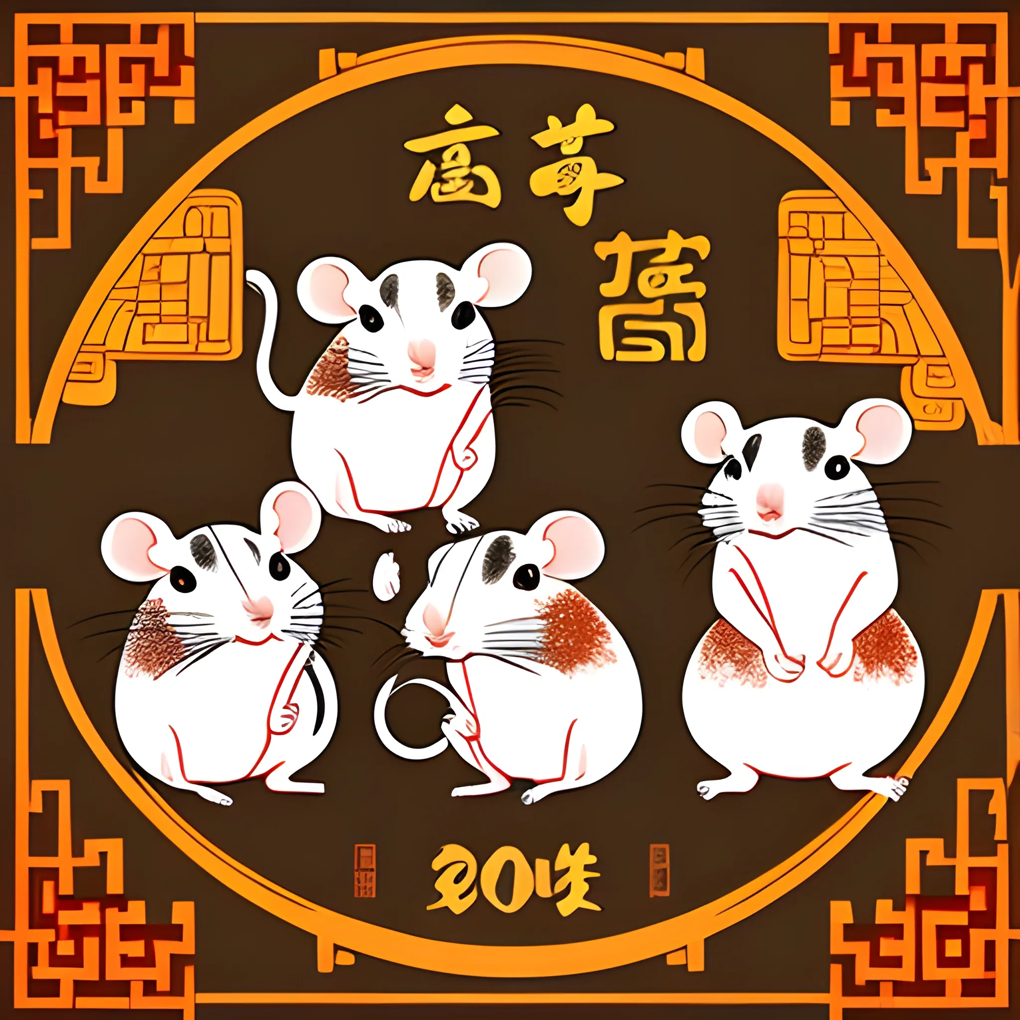  6 rats in Traditional Chinese Style