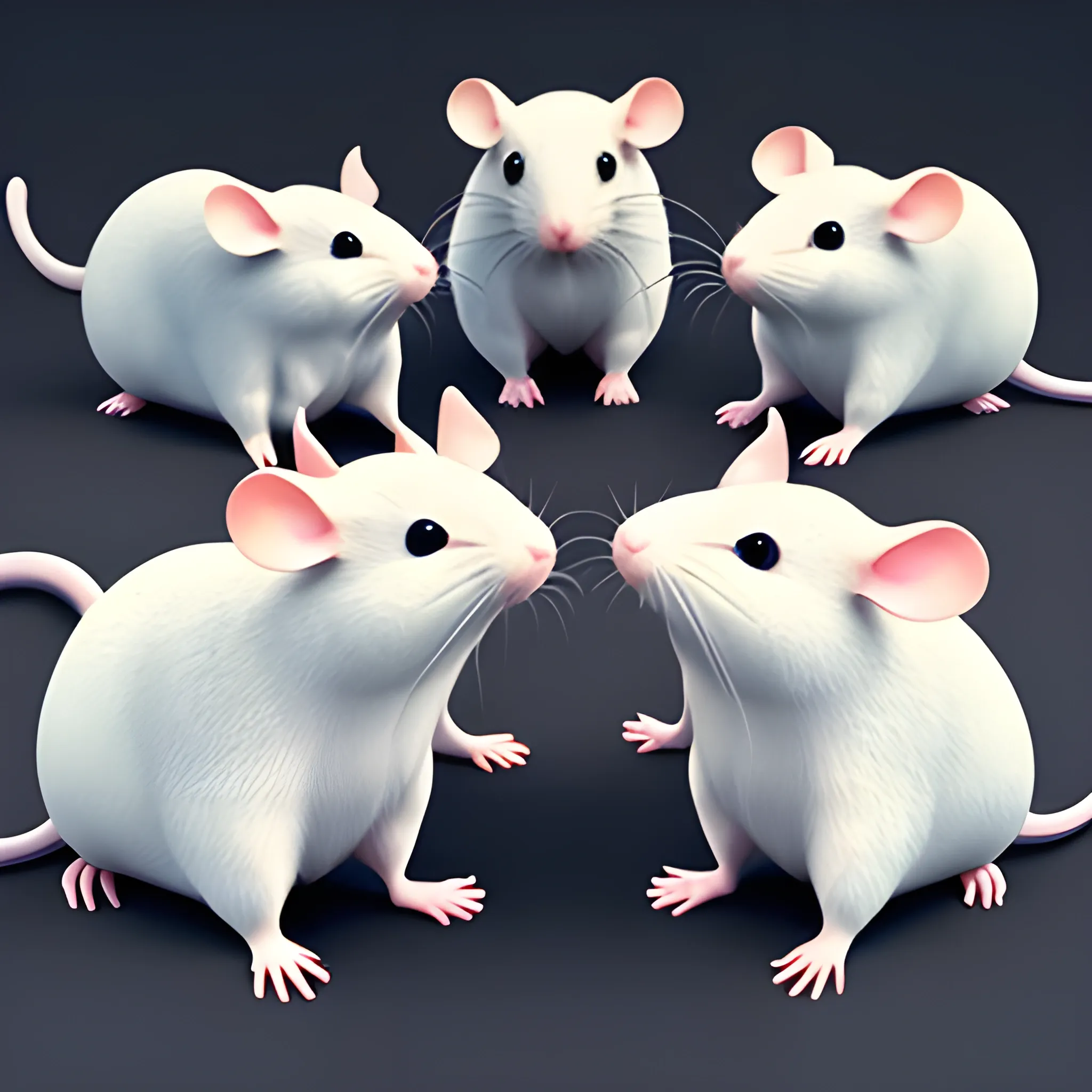  six cute rats ，please 6 rats, 3D