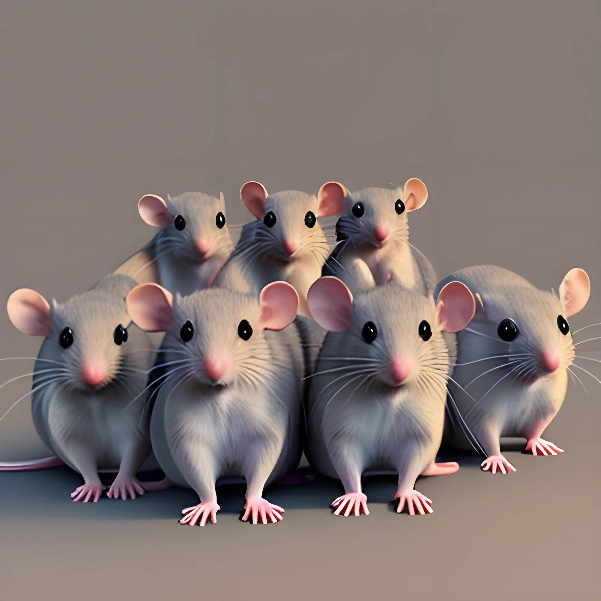  six cute rats ，please 6 rats, 3D