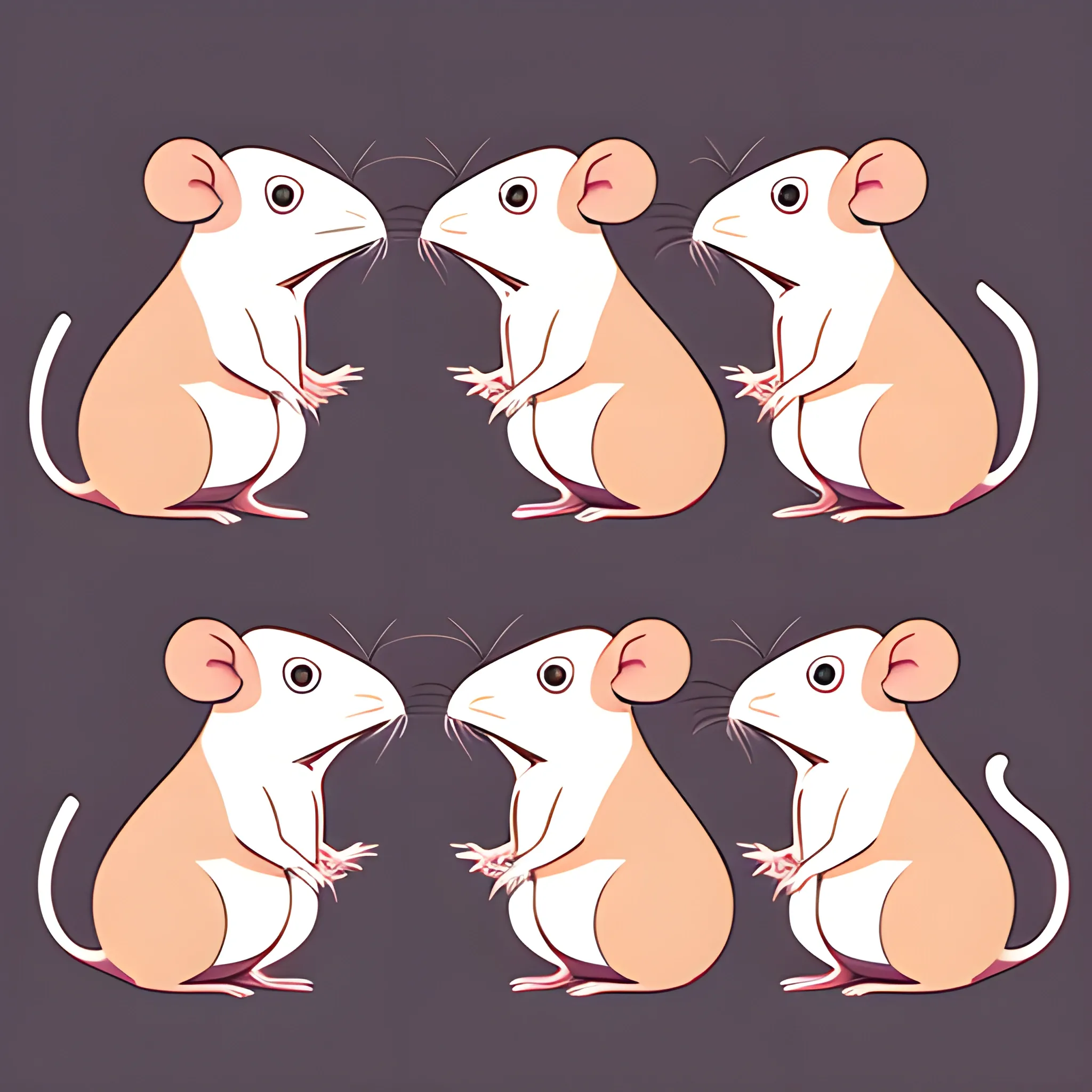 6 cute rats, Cartoon