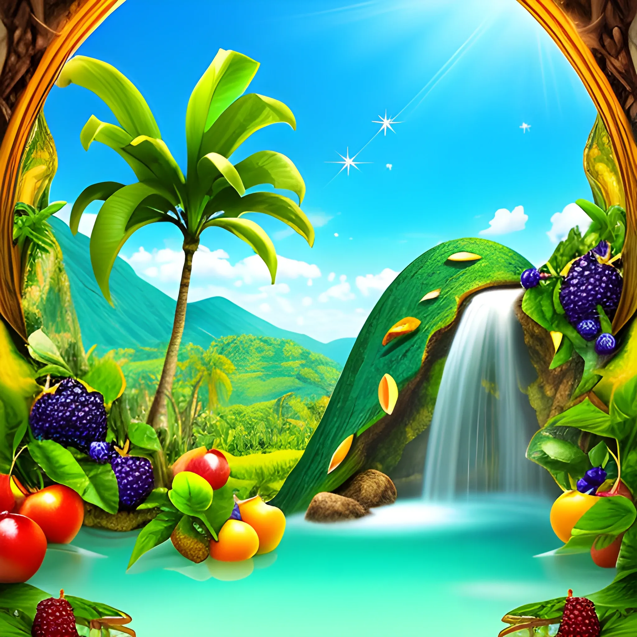 1. Begin by creating a surrealistic background  a cup of sangria with vibrant and lush tropical scenery. Use bold and contrasting colors to depict the foliage of the trees and the surrounding landscape.2. Incorporate surreal elements like towering trees emerging from the drink, their branches extending towards the sky. Let your imagination guide you as you create unique and fantastical tree formations.3. Integrate hidden or partially visible caves or grottoes within the drink, giving the impression of an otherworldly oasis. Use intricate details and lighting to create an alluring and mysterious atmosphere.4. Along the base of the wine glass, place a variety of refreshing fruits like apples, grapes, bananas, and pineapple. Play with their sizes and positions, allowing them to blend seamlessly into the composition.5. Use vibrant and juicy colors for the fruits to enhance their refreshing appeal. Consider adding droplets of water on their surfaces to emphasize their coolness.6. Incorporate subtle reflections and refractions on the glass surface to add a touch of realism. This will enhance the visual impact of the fruits and the surrounding environment.7. Experiment with lighting to create a sense of sunlight filtering through the tropical foliage. Play with rays of light, casting shadows and illuminating certain areas to enhance the depth and atmosphere of the image.8. Pay attention to the overall composition and ensure a harmonious balance between the surreal elements, the fruits, and the surrounding scenery. Continuously evaluate the visual impact and make necessary adjustments as needed.9. Lastly, make sure the overall image conveys a sense of refreshment and tranquility. Use colors, textures, and details to evoke a feeling of coolness and relaxation., Cartoon, Cartoon, Cartoon, Cartoon