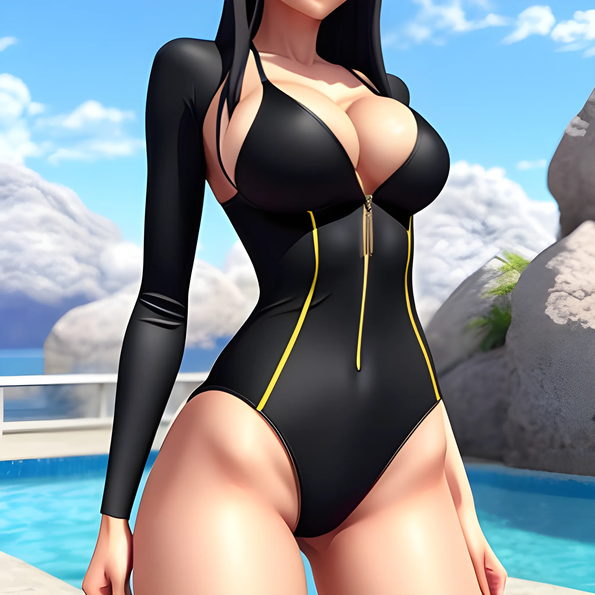 3D, gorgeous, anime, girl, sexy, tight swimsuit, strings 