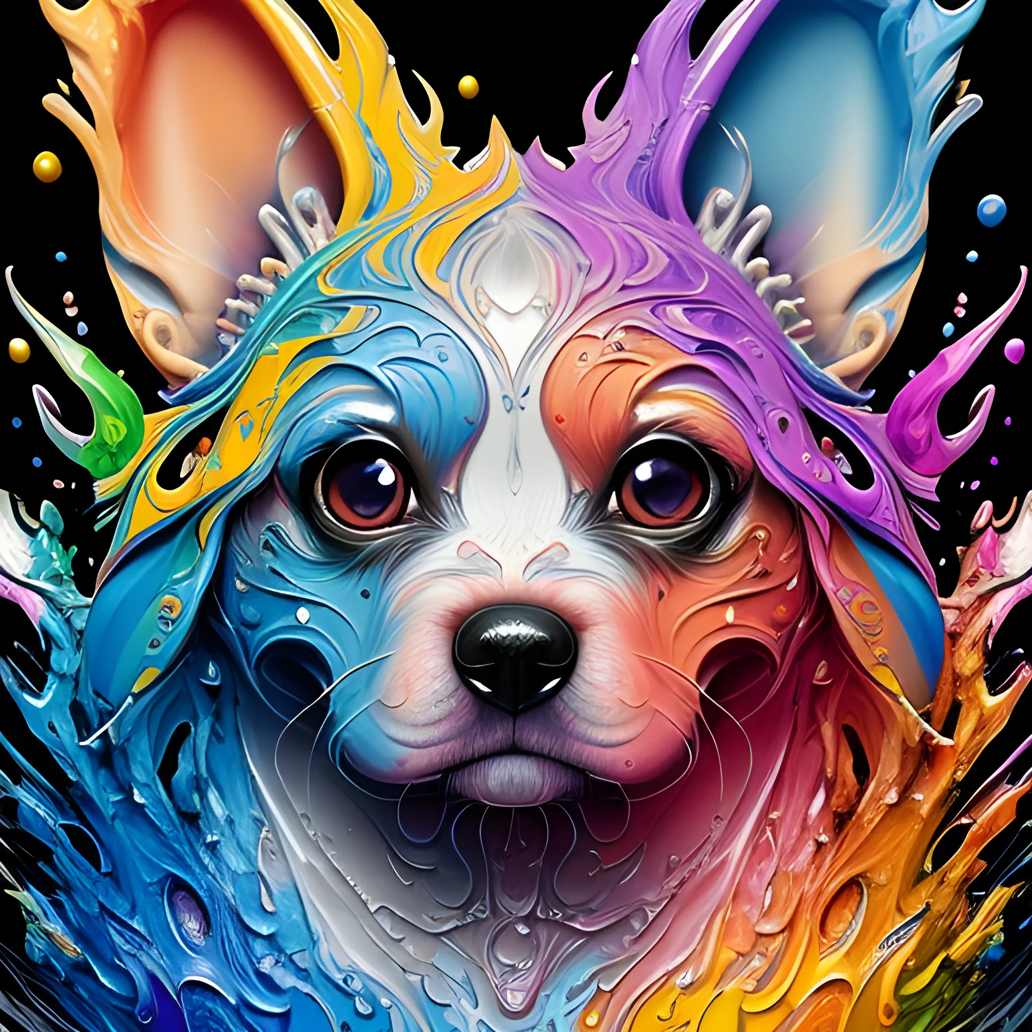 splash art by megan ducanson, a liquid cute puppy made of colours, splash style of colourful paint, hyperdetailed intricately detailed, fantastical, intricate detail, splash screen, complementary colours, fantasy, concept art, 8k resolution, DeviantArt masterpiece